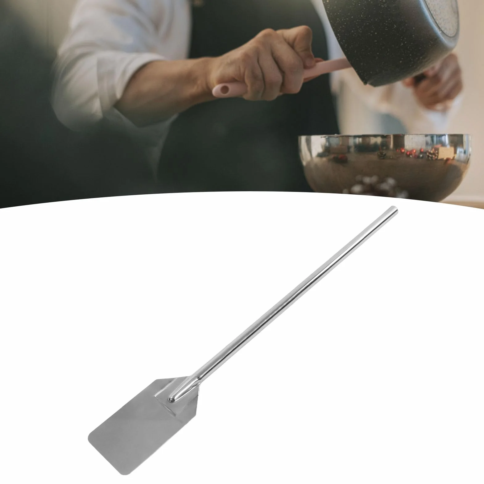 Espátula extra larga de acero inoxidable, espátula de cocina de mango largo de 77 cm, utensilios de cocina resistentes para cocinar, mezclar y preparar cerveza (92 cm)