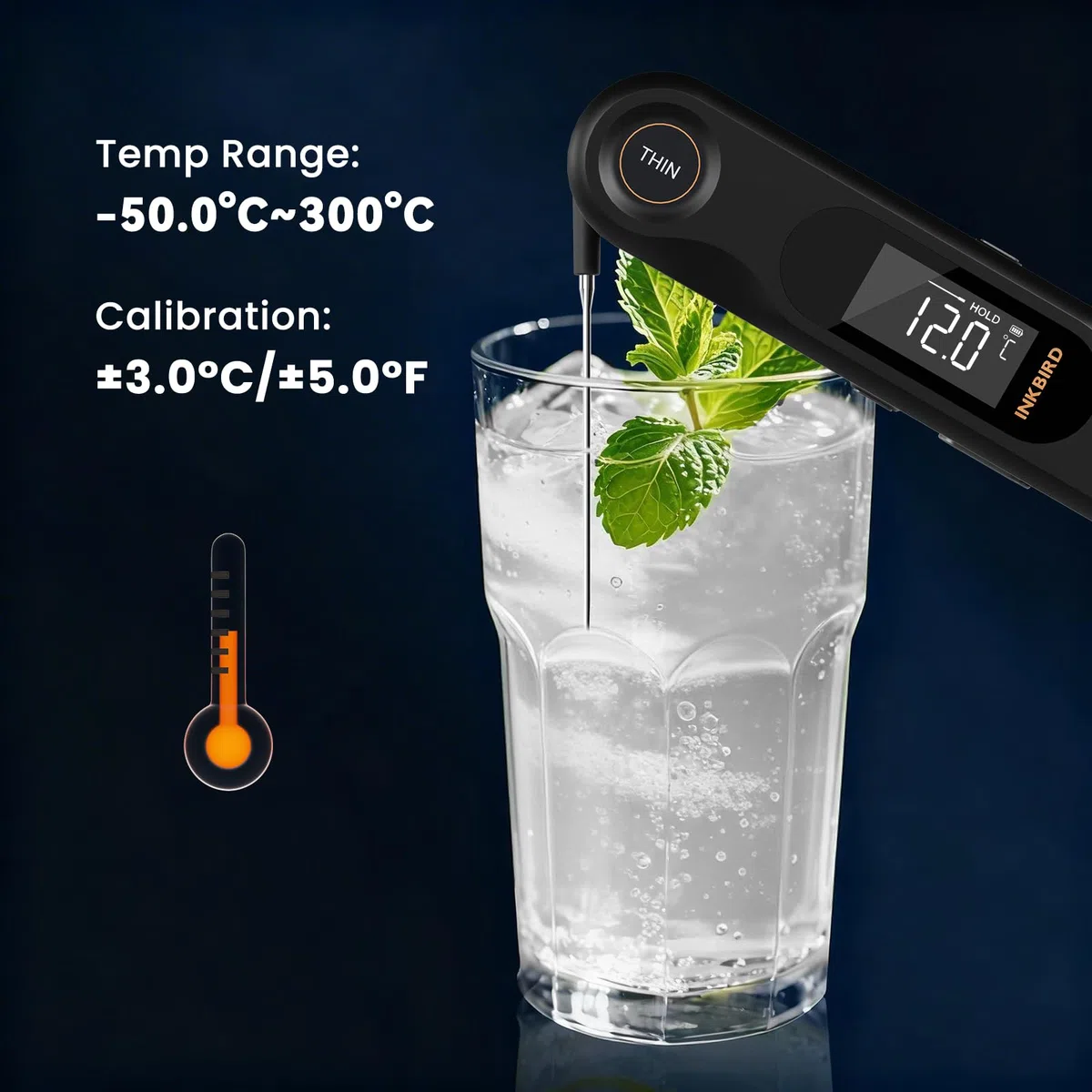 INKBIRD IHT-42K Termómetro digital para carne, termómetro de dos sondas, termómetro para barbacoa, sensor K, 0,5 segundos de visualización instantánea, activación por giro, termómetro de horno para
