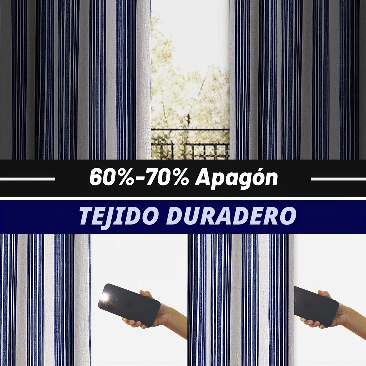 DriftAway Chris - Cortinas Opacas con Forro de Mezcla de Lino con patrón de Rayas Verticales, Aislamiento térmico y oscurecimiento de la habitación, Cortinas de Lino con Ojales para casa de Campo, 2