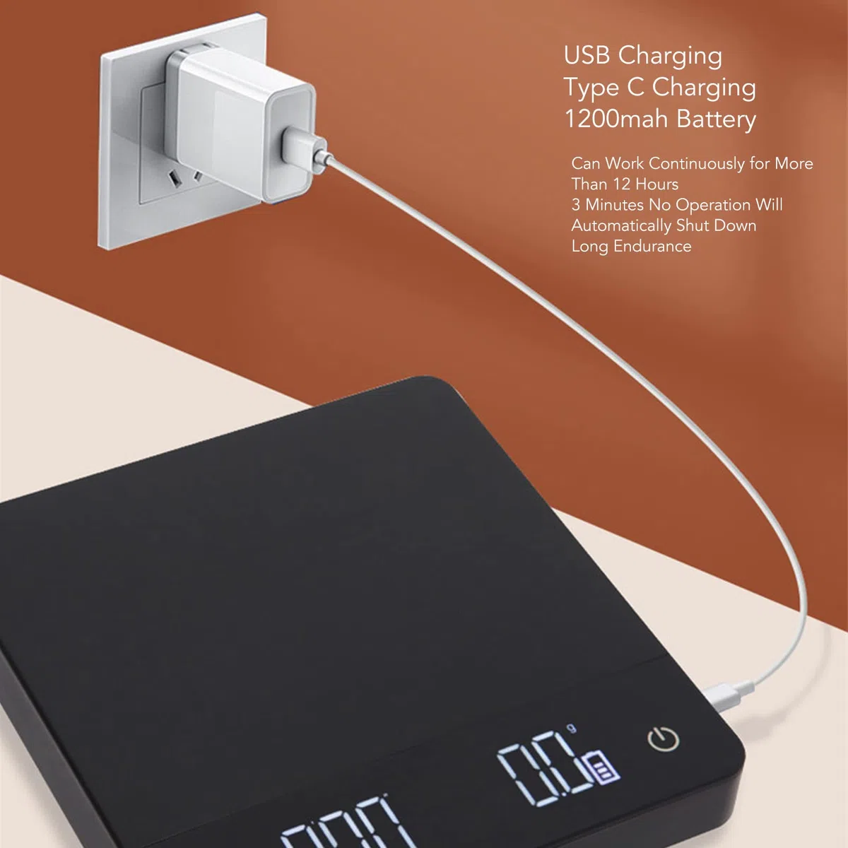 Báscula De Café Con Temporizador, Báscula De Café Digital Precisa De Alta Precisión, Báscula De Cocina Digital Inteligente Recargable Por USB Para Hornear, Cocinar, Preparar Comidas(3KG/0,1g)