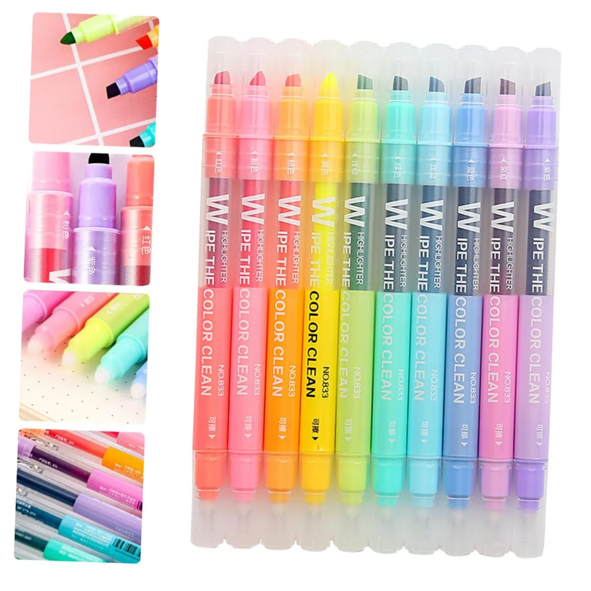3 Juegos De Rotuladores Fluorescentes Borrables De Doble Punta Para Escritura Y Notas Útiles Escolares 10 Unidades X 3