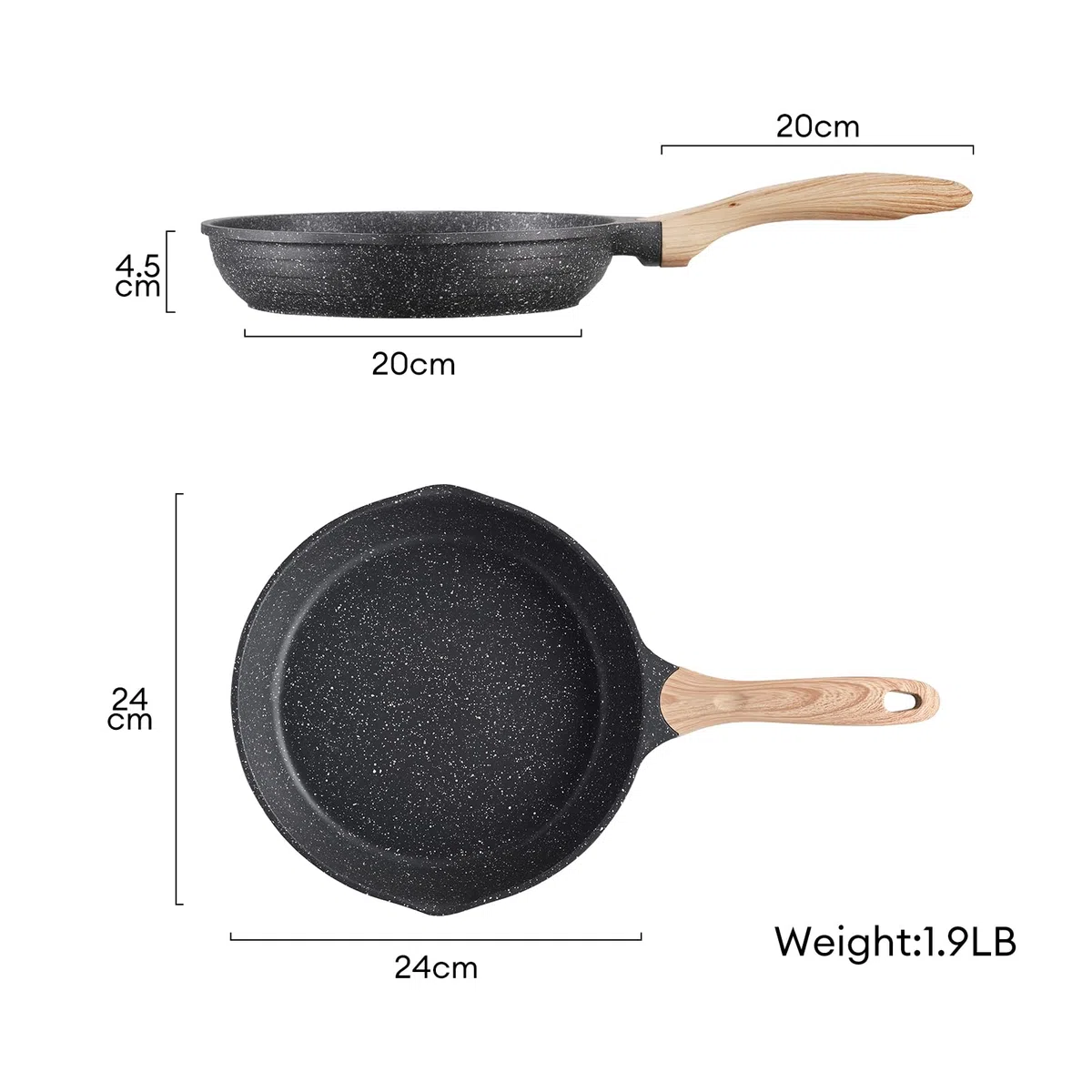 JEETEE Sartén 24 cm, sarten induccion aluminio fundidosartenes antiadherentes, sartenes antiadherentes inducción con antiadherente,apta para todo tipo de cocinas, libre de PFOA