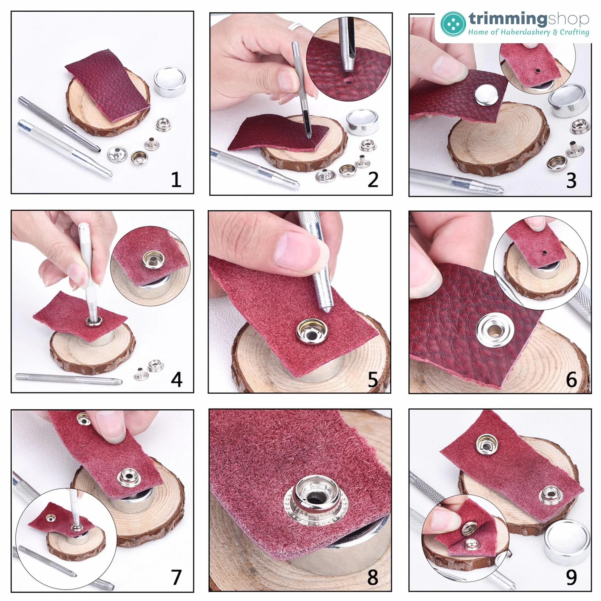 Trimming Shop 15mm Botones a Presión 4 Parte, Durable y Ligero Metal Cierres con Mano Fijación Herramienta para Jeans, Cuero, Tiras Costura Proyectos, Ropa Reparación - negro mate, 500pcs
