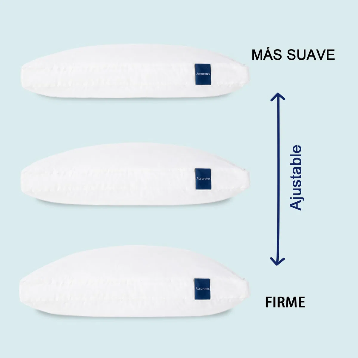 ACCURATEX Almohadas 50x70cm Juego de 2, Espuma Viscoelástica Triturada Ajustable, Relleno Alternativo al Plumón, Funda de Algodón Extraíble - Soporte Firme para Dormir de Lado y Espalda