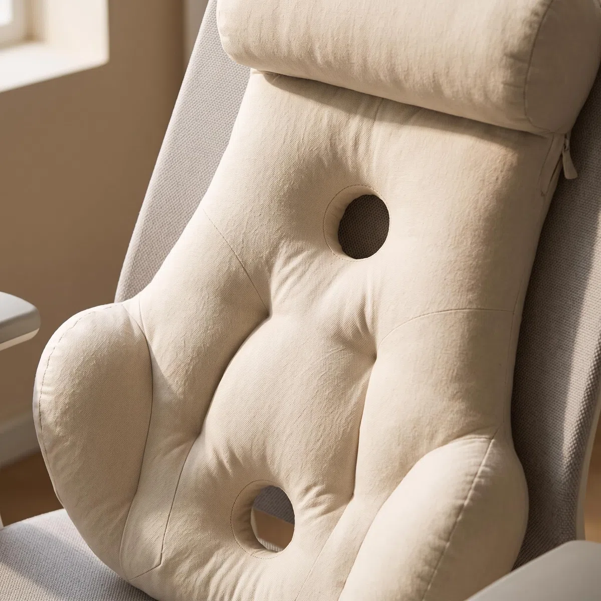 Almohada Ergonómica Algodón para Silla Oficina – para Aliviar el Dolor Espalda, Gris Luna
