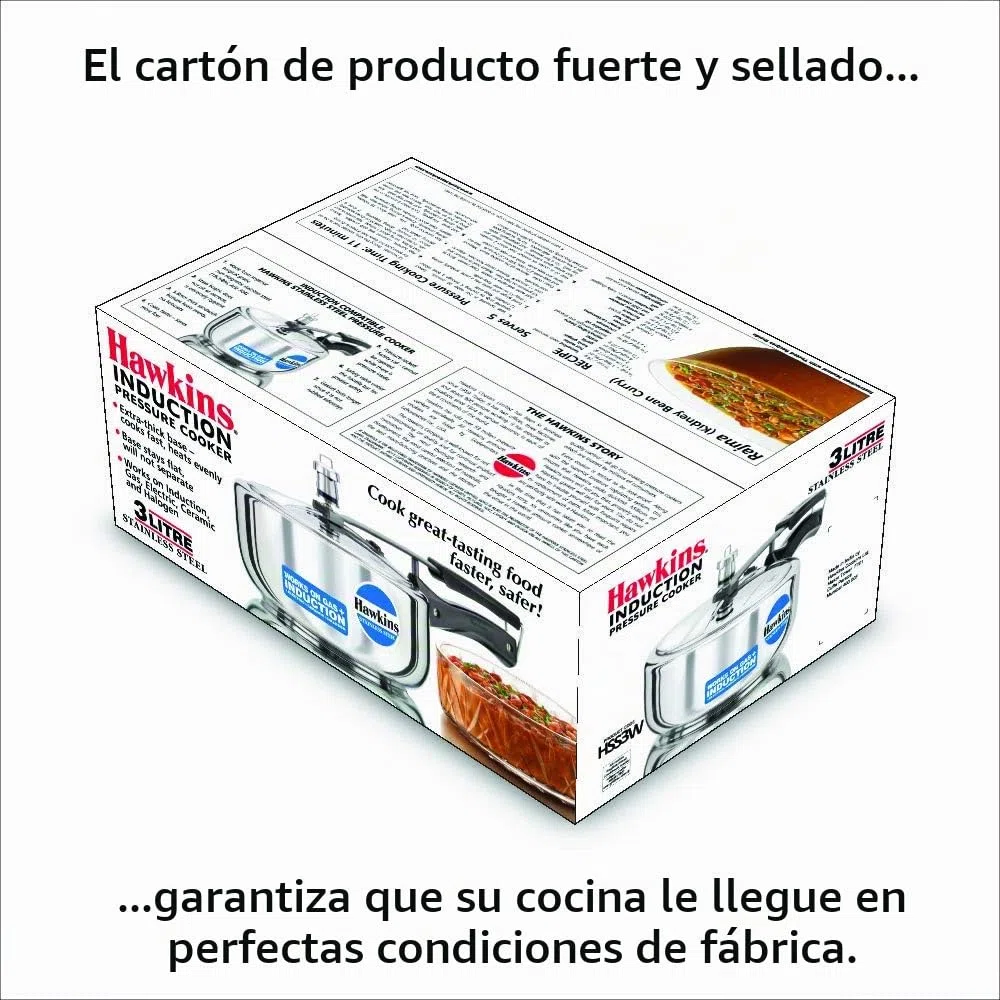 Olla a presión de acero inoxidable Hawkins modelo B60 de 3 litros