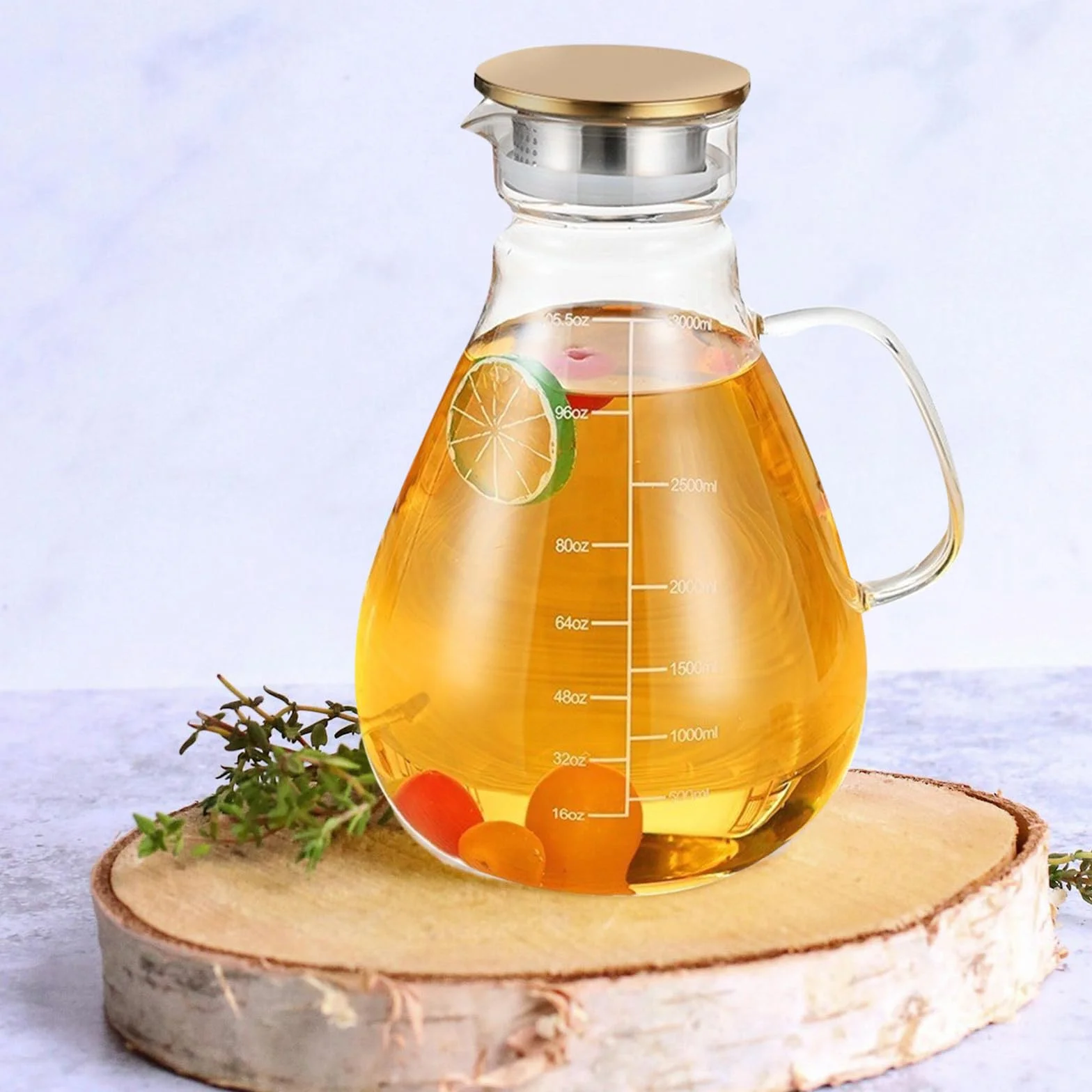 Jarra de Vidrio Borosilicato de 1300ml con Tapa de Acero Inoxidable y Silicona, Diseño Elegante y Antideslizante para Jugos y Leche en Fiestas o Restaurantes