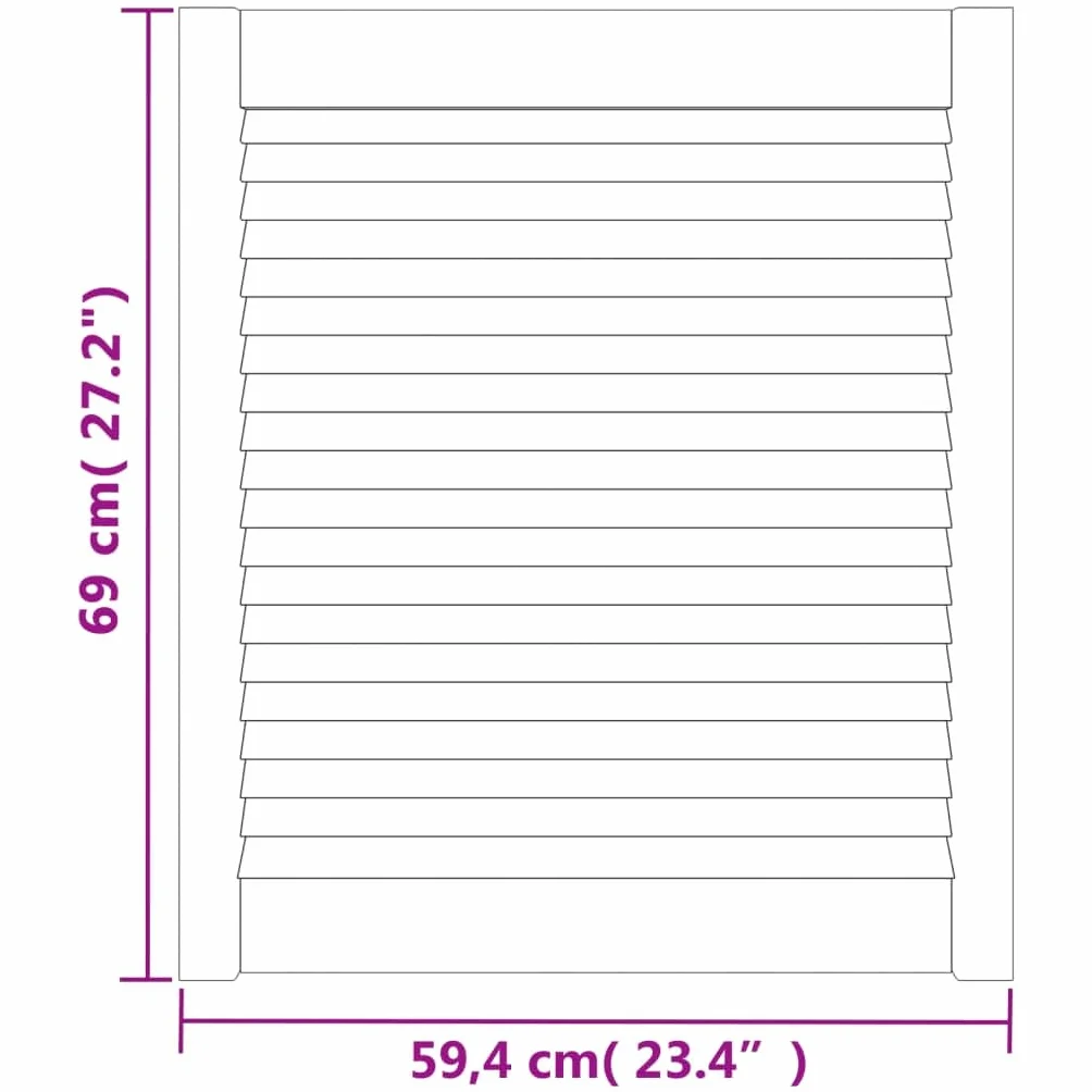 Puertas de Armario de Lamas 2 uds Madera de Pino 69x59,4 cm,Ferretería para armarios,Puertas de armarios,4.37kg-151131