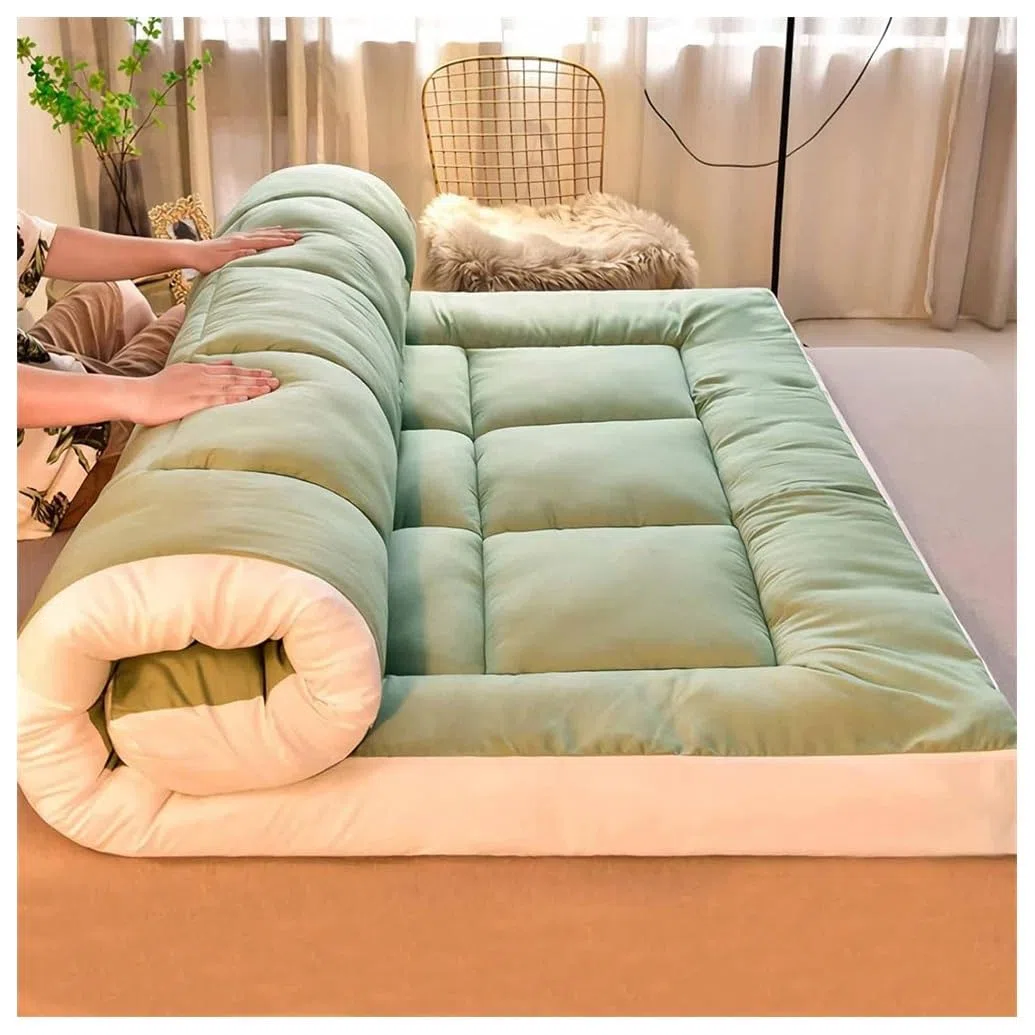Colchón de Suelo Japonés Futón Extra Grueso Colchón de Suelo Colchón Futón Cama de Suelo Plegable Colchón de Camping Colchoneta Futón Colchoneta Tradicional for Dormir Colchón Extra Grueso(Green,120x2