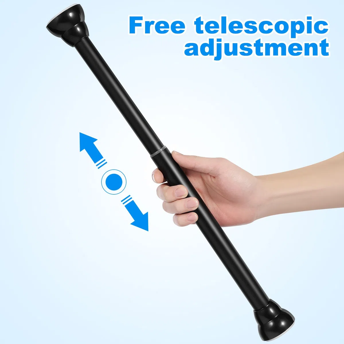 Barra Telescópica Ajustable 30-45cm sin Taladrar Acero Inoxidable Negro, Fácil de Limpiar para Cortina de Ducha y Ropa para Baño y Closet