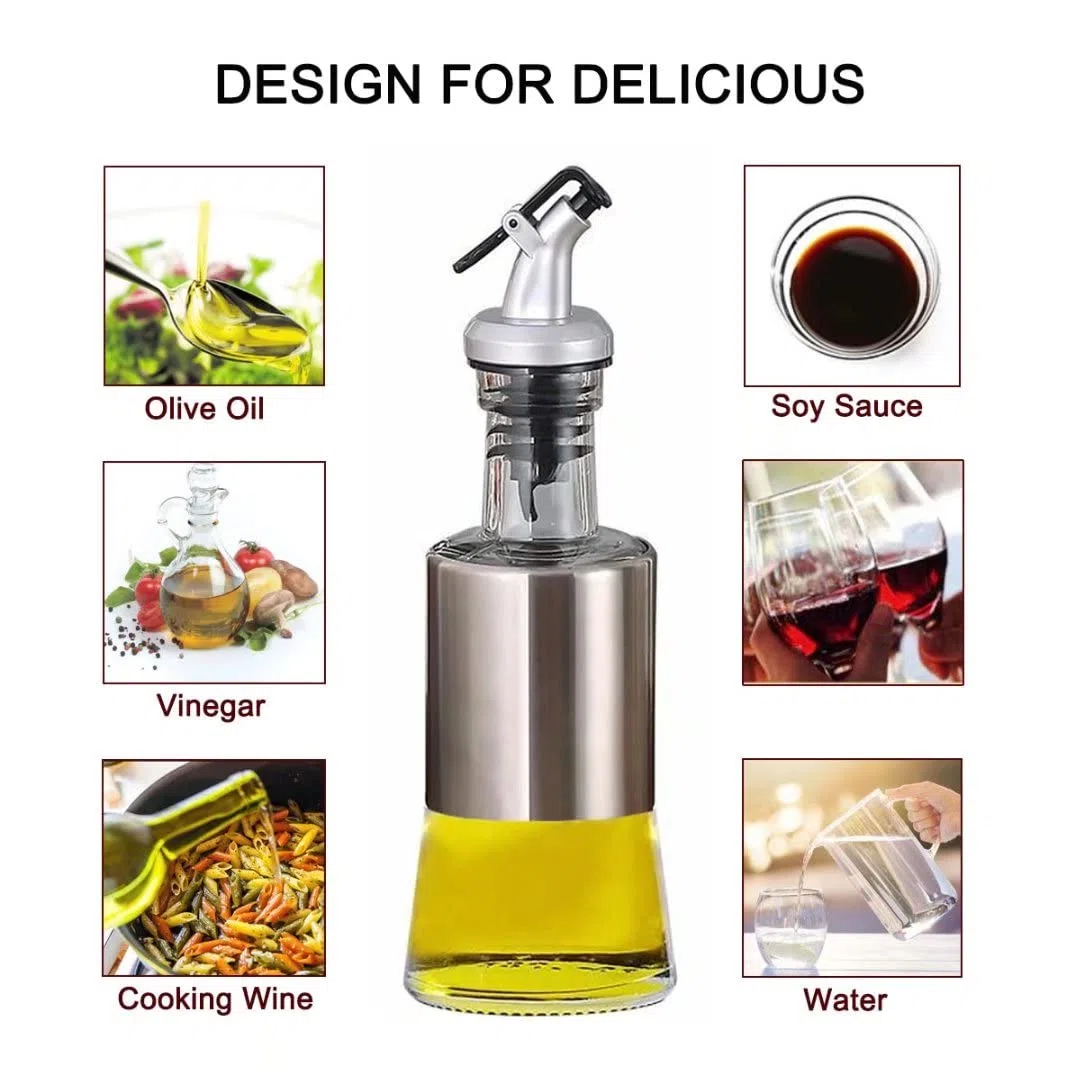 Mincham Botella dispensadora de aceite de oliva de 7 onzas (200 ml), botella dispensadora de aceite y vinagre de vidrio de alta calidad, con boquilla y embudo de vertido, botella de aceite antigoteo