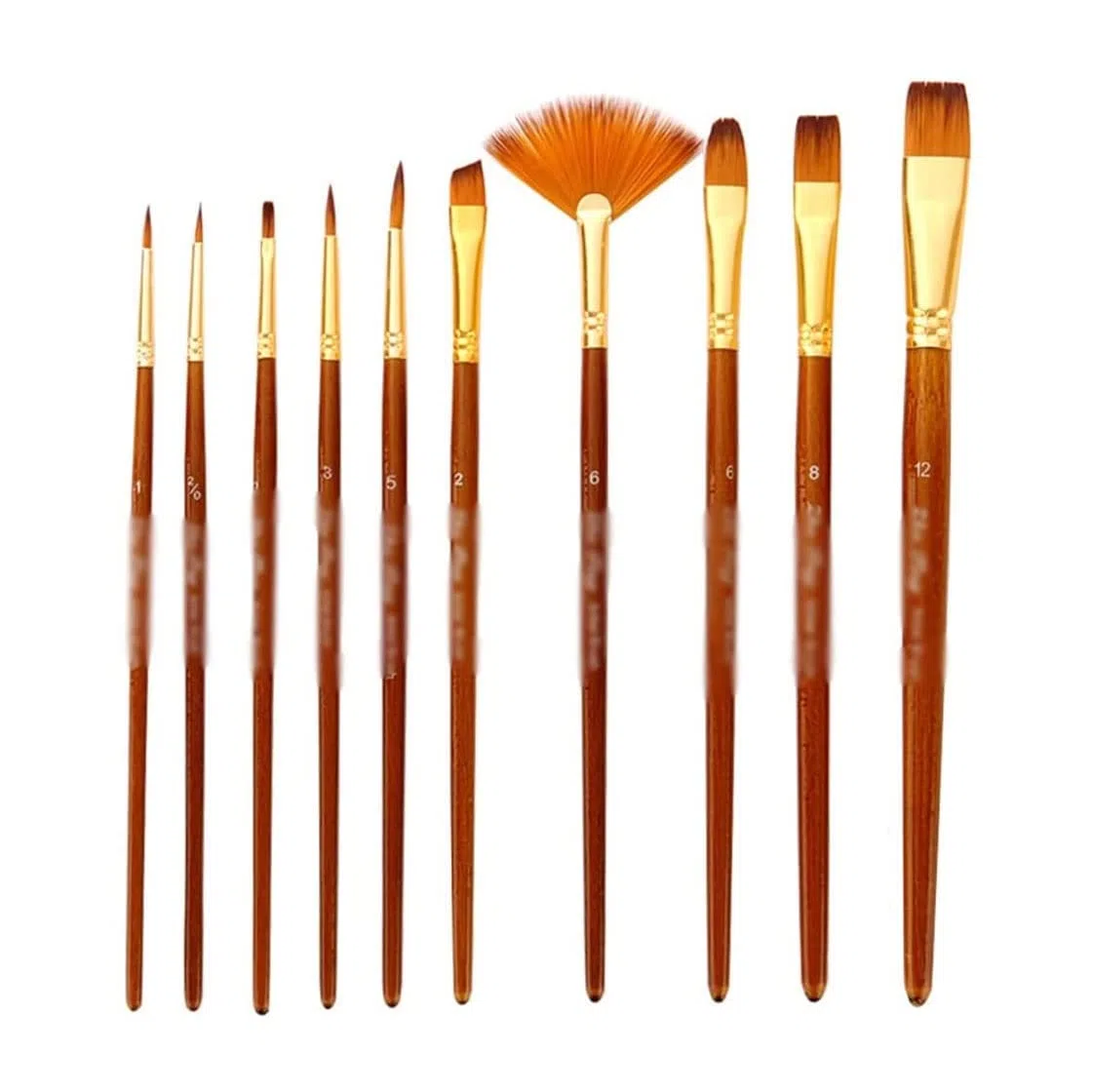 10 Pinceles de Acuarela de Pelo de Nailon, Punta Redonda y Puntiaguda para Dibujo y Pintura acrílica. Materiales de Arte Profesionales.