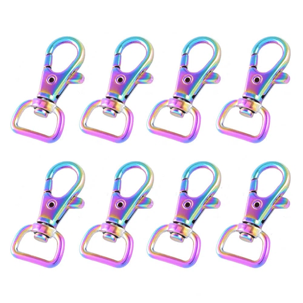 Cierre giratorio de arco iris con mosquetón de 1,27 cm para llavero, base de llavero, clips de cincha, accesorios para bolso, accesorios para manualidades, joyas, 20 piezas (arcoíris)
