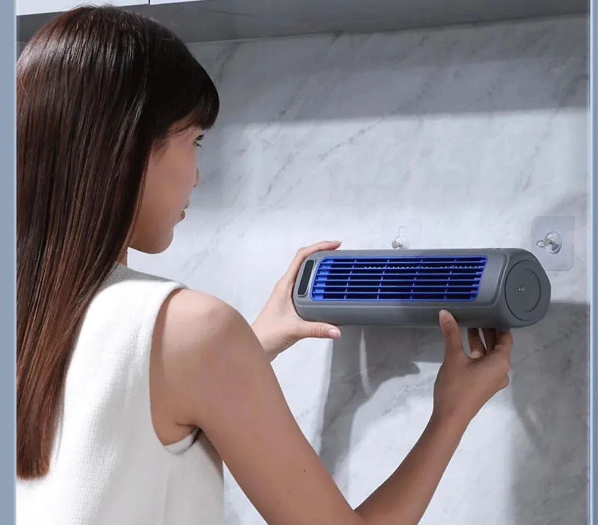 Acondicionador de aire portátil, ventilador de refrigeración recargable por USB con 3 velocidades, uso en pared o sobre mesa, unidad de enfriamiento silenciosa para dormitorio, hogar u oficina