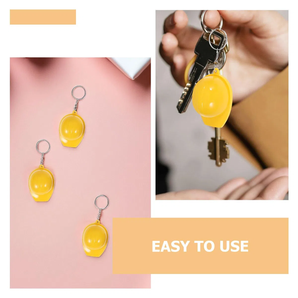 SHINEOFI 100 Unidades Llavero de Sombrero Seguro Amarillo para Fiestas de Construcción, Diseño Realista, Ligero y Resistente, Adecuado para Recompensas Escolares y Coleccionistas