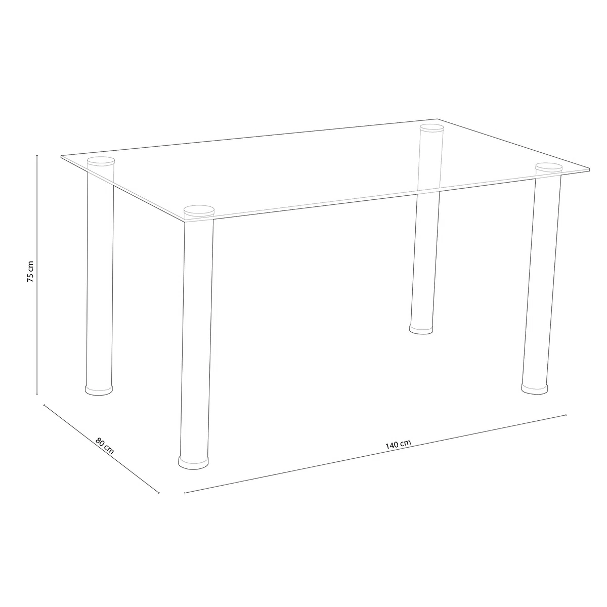 duehome Mesa de Comedor Blanca, Mesa de Cristal para Cocina, Medidas Mesa Moderna salón: 140 cm Largo x 80 cm Ancho x 75 cm Alto
