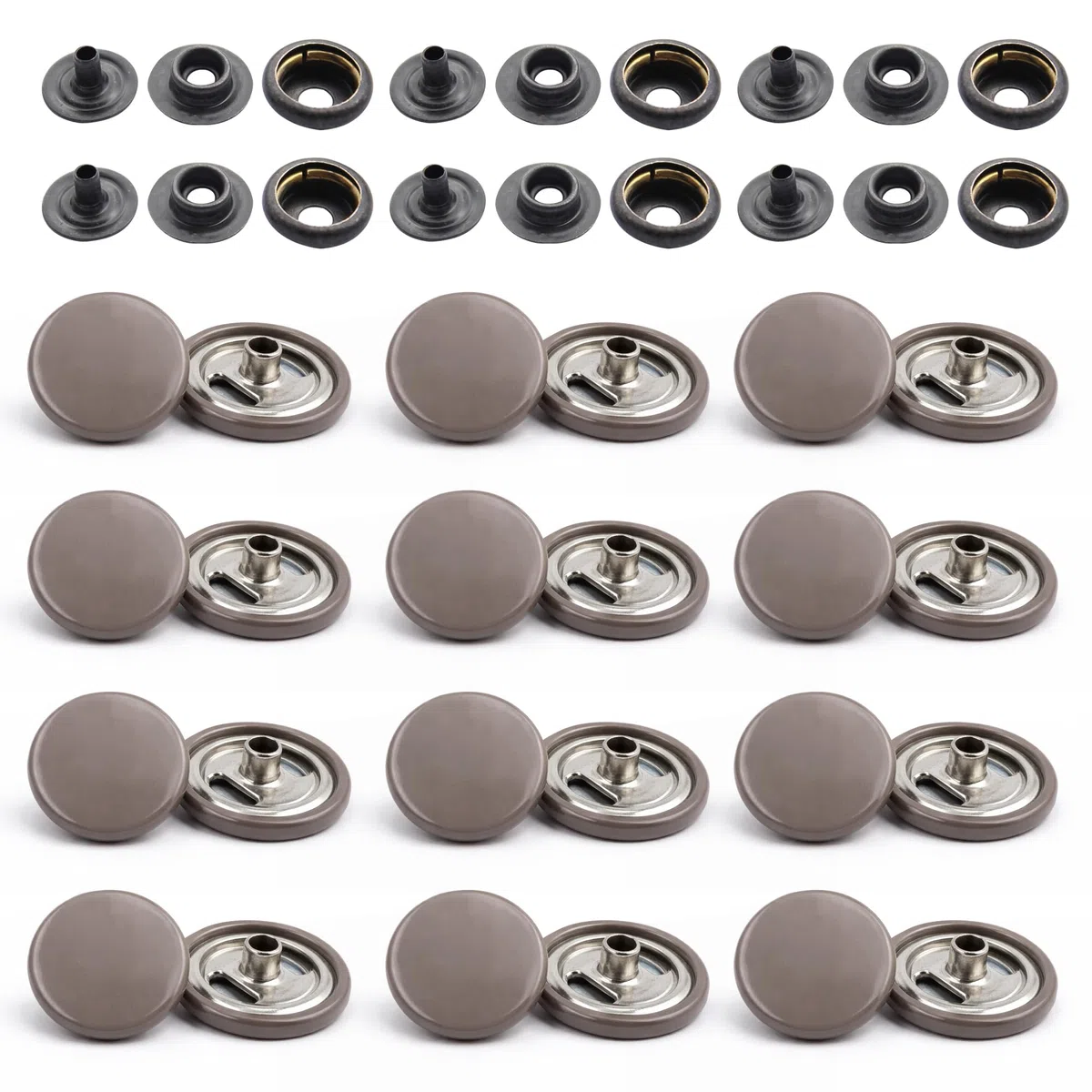 Weddecor Beige 15mm Botones a Presión Metal Resistente Níquel Libre 4 Partes Cierres Remaches Botón para Cuero Manualidades, Chaquetas, Bolsas, Tiras, Jeans, Ropa Reparación - Pack De 10 - Hongo, 500