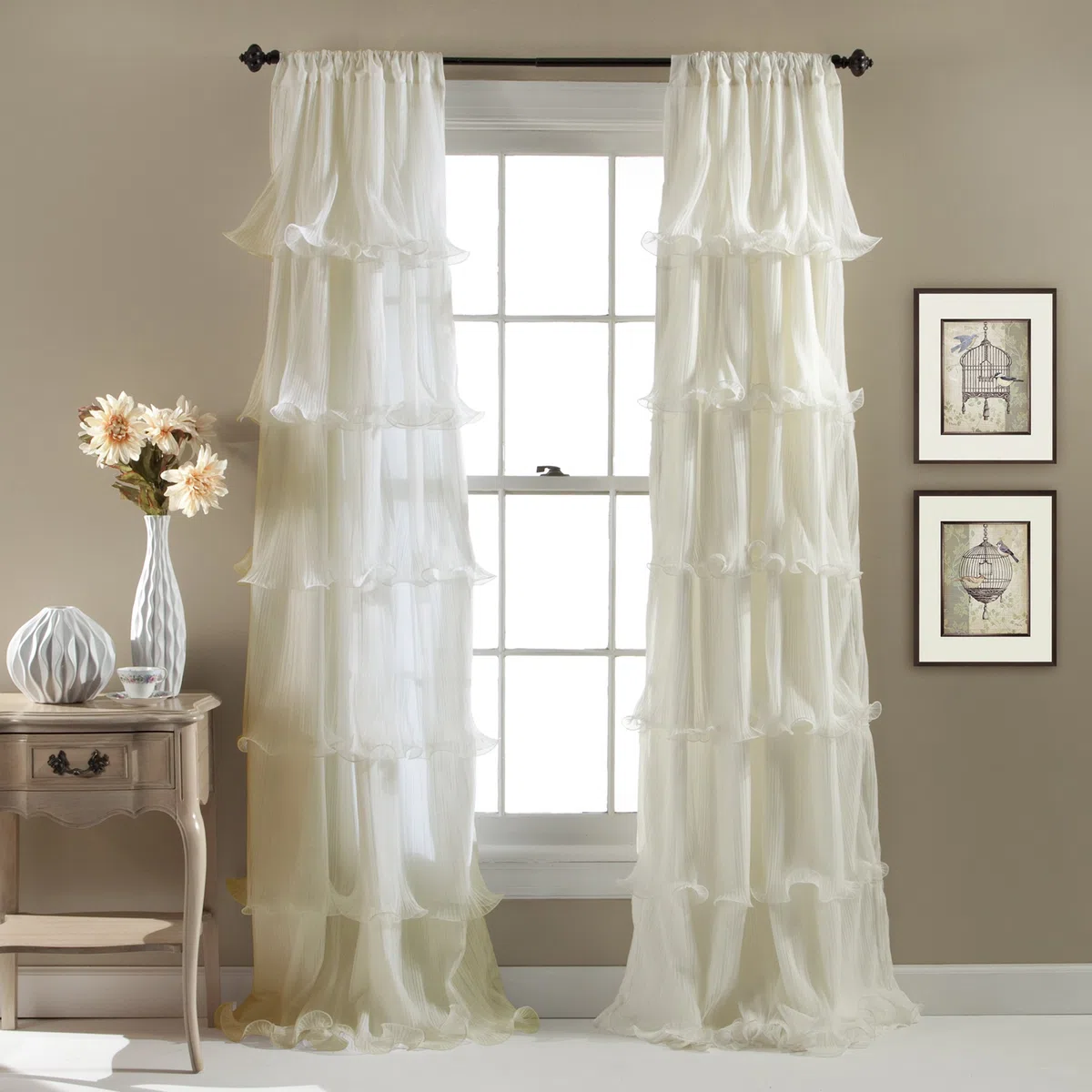 Lush Decor Nerina Window Curtain, 84 by 54-Inch, Ivory