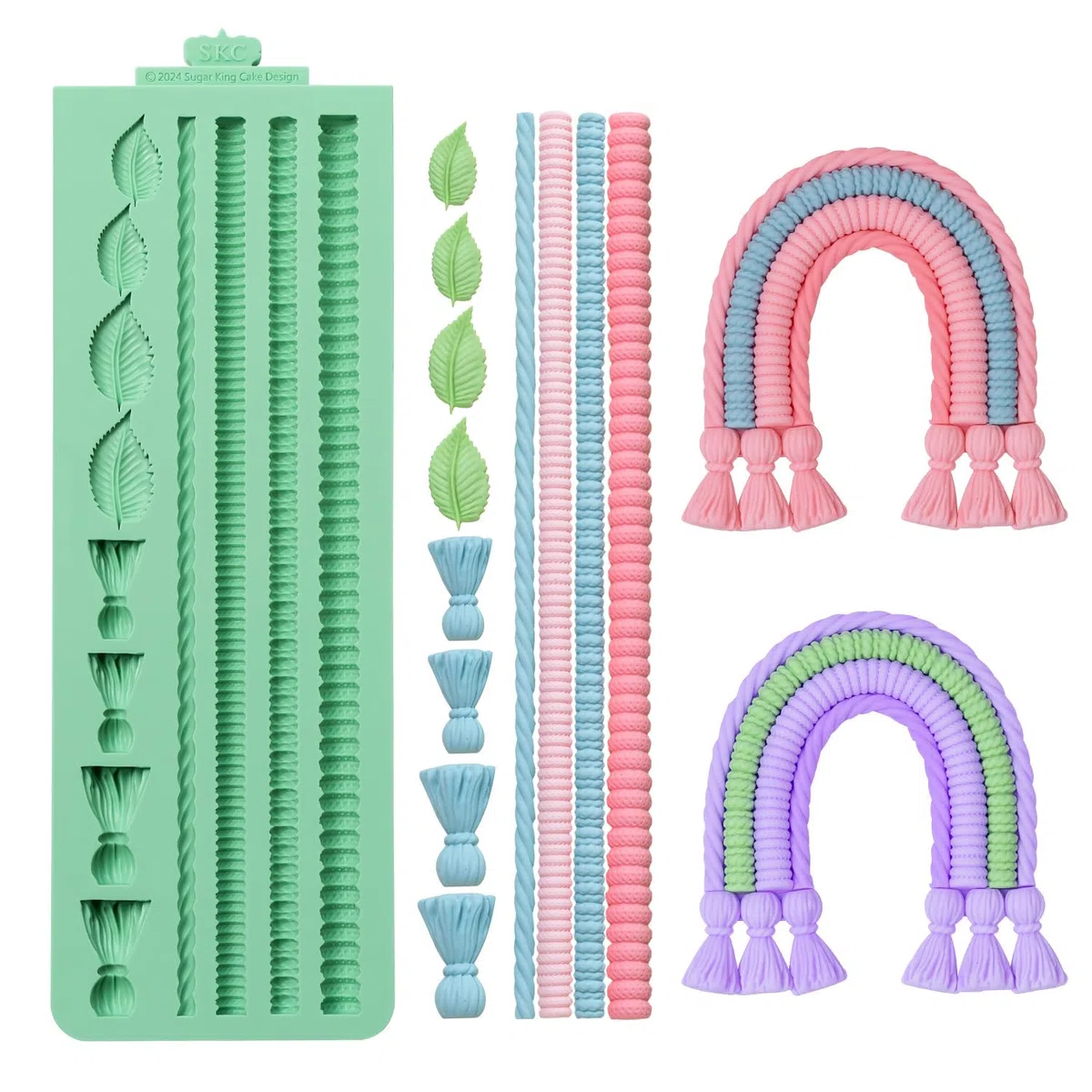 KALAIEN Molde de fondant de cuerda de cáñamo, molde de silicona de cuerda de punto de perla, decoración de pasteles de macramé para hornear galletas, moldes de arcilla, azúcar, chocolate, dulces,