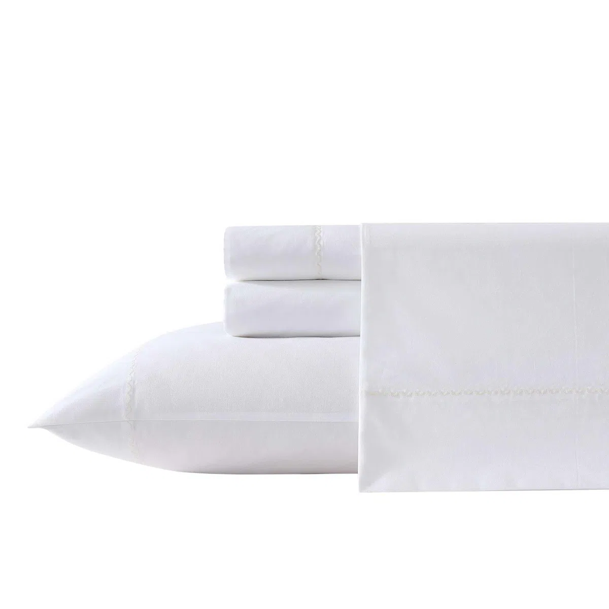 Laura Ashley - Juego de sábanas, Ropa de Cama de percal de algodón Transpirable con Fundas de Almohada a Juego, decoración Suave para el hogar (Blanco callop, matrimonial)