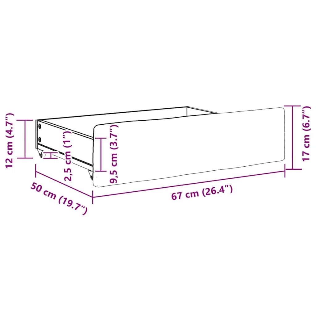 Genérico Cajones de Cama 2 uds Madera de ingeniería y Tela Color Crema,Camas y accesorios-833914