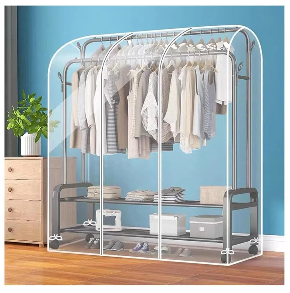 Funda resistente para perchero, transparente, con cremallera, a prueba de polvo, para percheros, 50 x 150 x 180 cm, ideal para colgar ropa y guardar