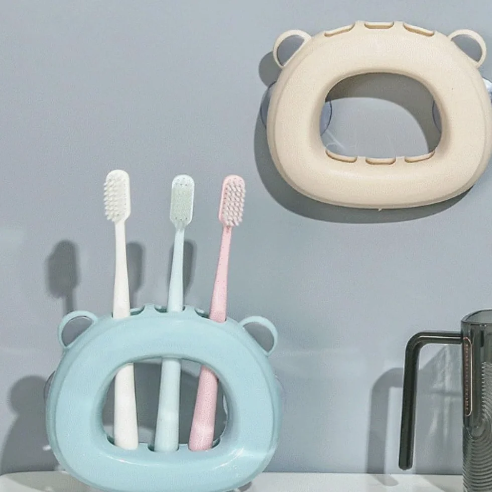 Portacepillos De Dientes para Baño Y Ducha Soporte For Cepillo De Dientes con Ventosa Montada En La Pared, Estante Almacenamiento For El Baño, Escurridor Cepillos(Grey)