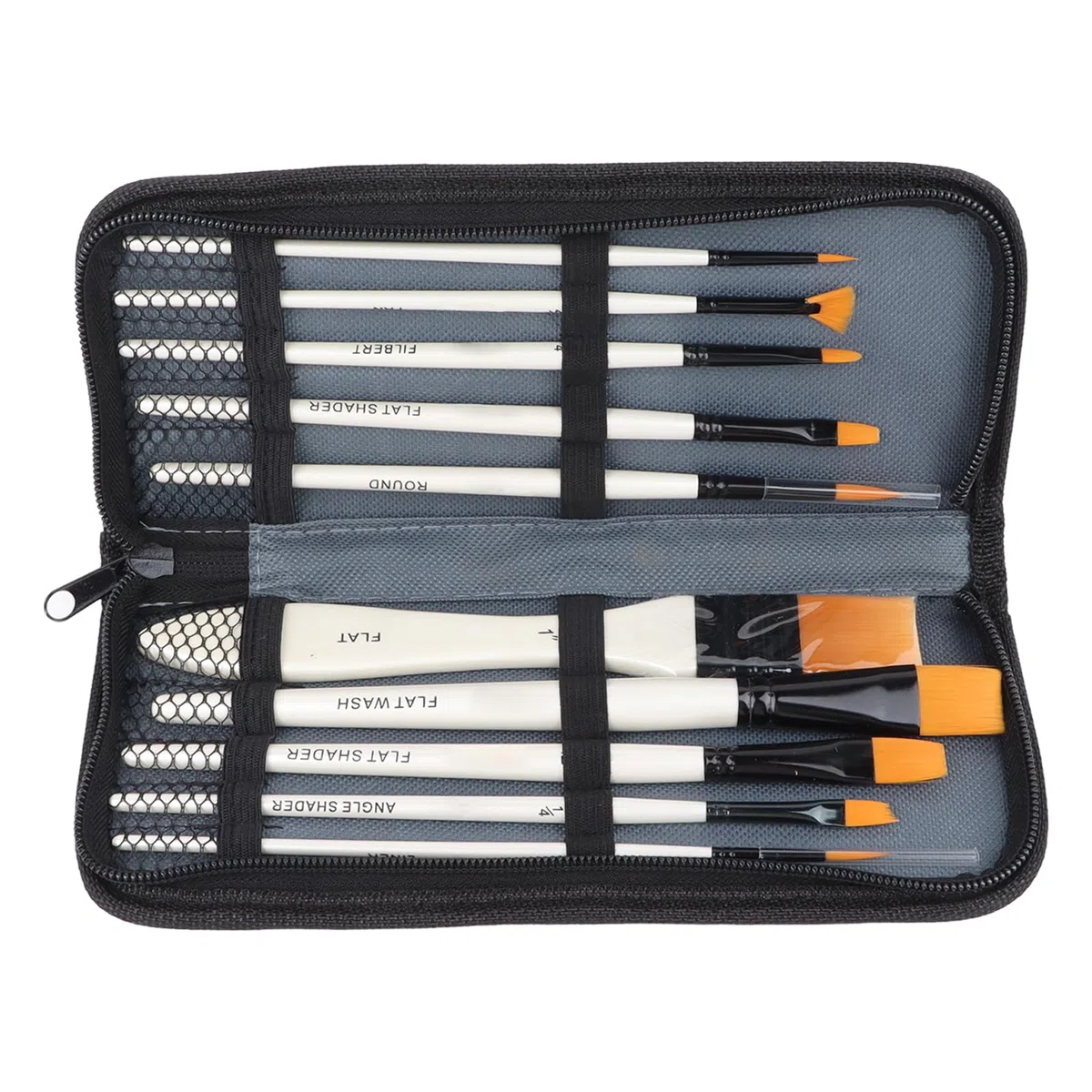 Zerodis Útiles Escolares Juego de Pinceles para Artista con de Madera y Pelo de Nailon Dorado con Bolsa de Almacenamiento para Gouache Acrílico, Acuarela, Óleo, Pintura Artística, 10 Pinceles para