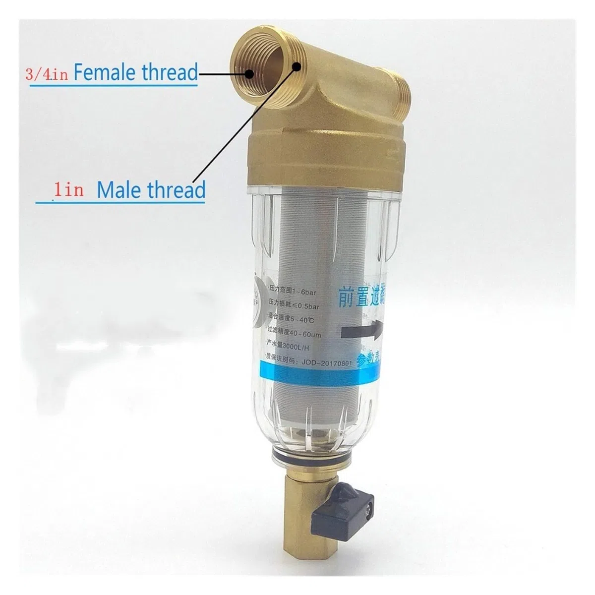 Filtro de agua prefiltro Primer paso del purificador de agua | Sistema Prefiltro Malla Acero Inoxidable 40micras 1 Pulgada