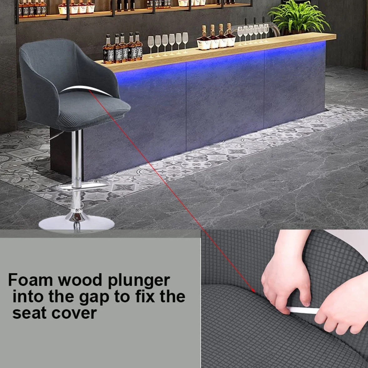 Juego de 4 fundas protectoras modernas para taburetes de bar giratorios, con respaldo y brazos, diseño curvo, para cocina y comedor
