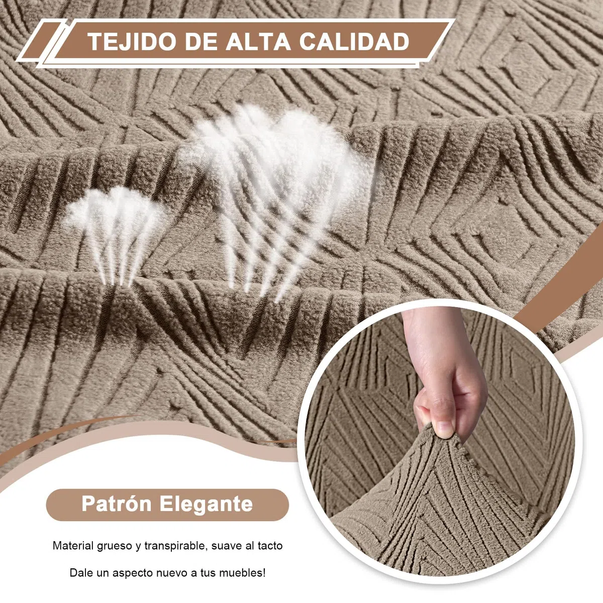 TAOCOCO Funda Sillon Relax Reclinable Elástica, Funda Jacquard para Sillón con Bolsillos, Funda de Sofá Resistente a Manchas y arañazos, Adecuada para Gatos, Perros y niños(3 Plazas, Caqui)