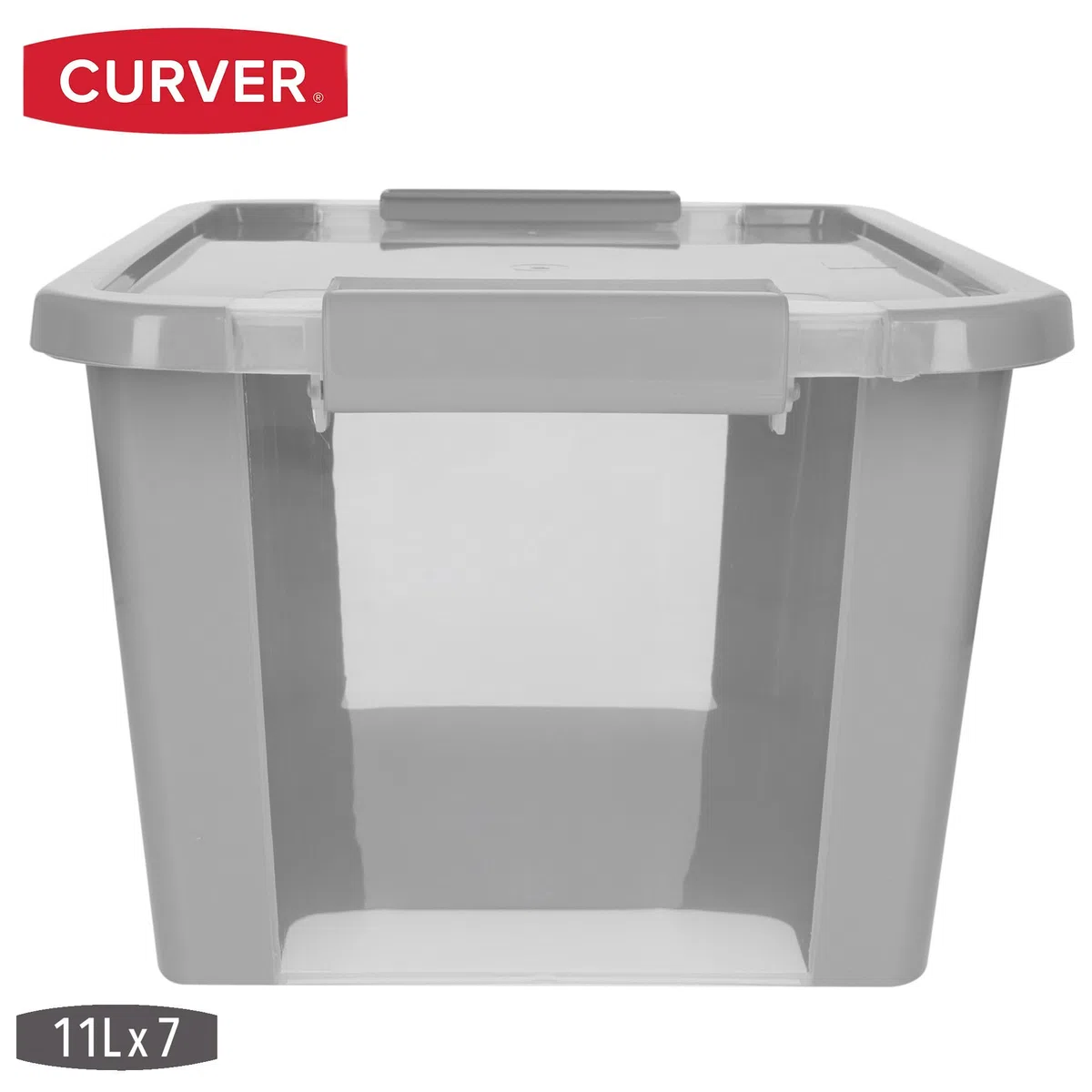 Curver Pack 7 Cajas Almacenaje con Tapa Bi-Box 11L, Transparentes y Grises, Apilables, Orden Hogar, Armarios, Vestidores y Trasteros, Cierre Seguro, Rápido Acceso, Resistente y Duradera