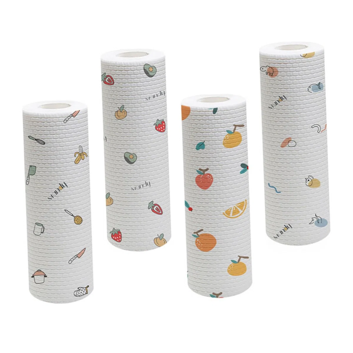DOITOOL Paño de Cocina Desechable 4 Rollos, Pulpa de Madera y Poliéster | Uso en Seco y Húmedo, Acabado Antiadherente, Blanco, para Lavar Platos y Limpiar Mesas o Zapatos Estilo Aleatorio