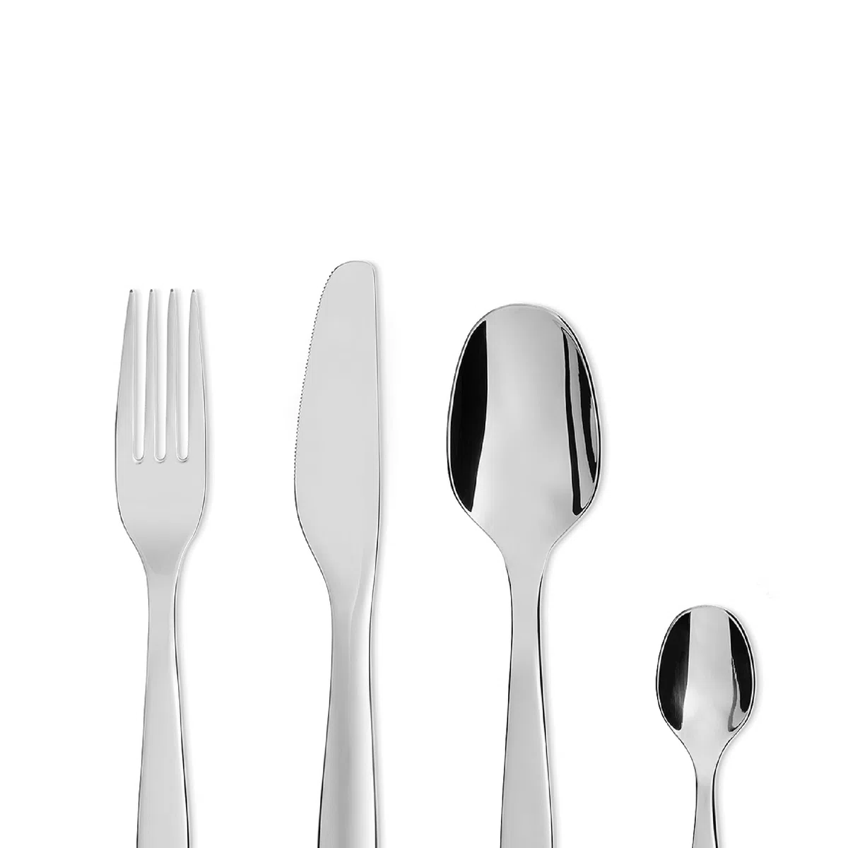 Alessi ANF06S24 Itsumo - Servicio de cubiertos compuesto de seis cucharas, seis tenedores, seis cuchillos, seis cucharas para café en acero inoxidable 18/10.