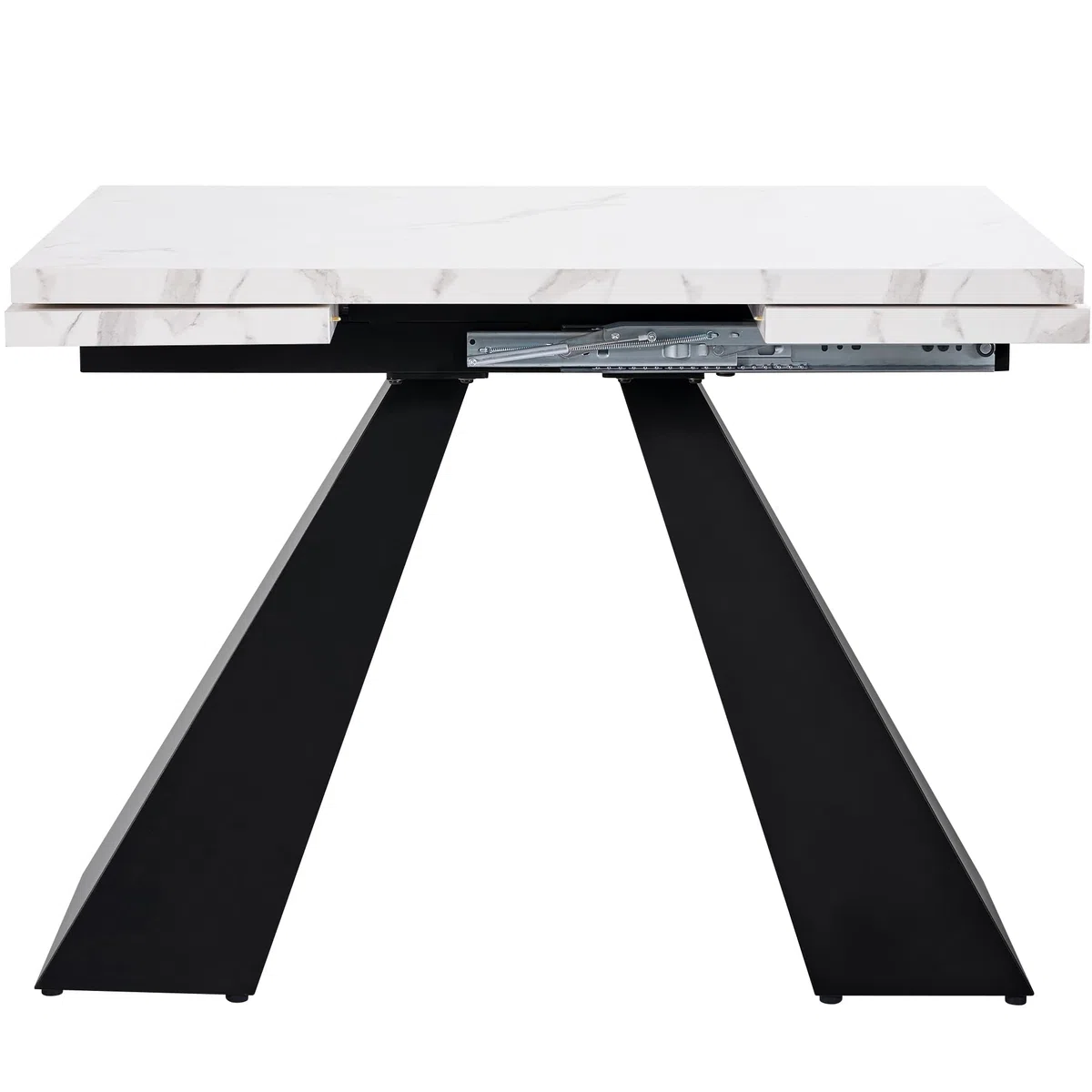 Mesa de comedor extensible (99-159 x 74 cm), mesa de cocina con amplia superficie de trabajo, diseño flexible, adecuada para oficina en casa y sala de estar, con patas de columna (tablero