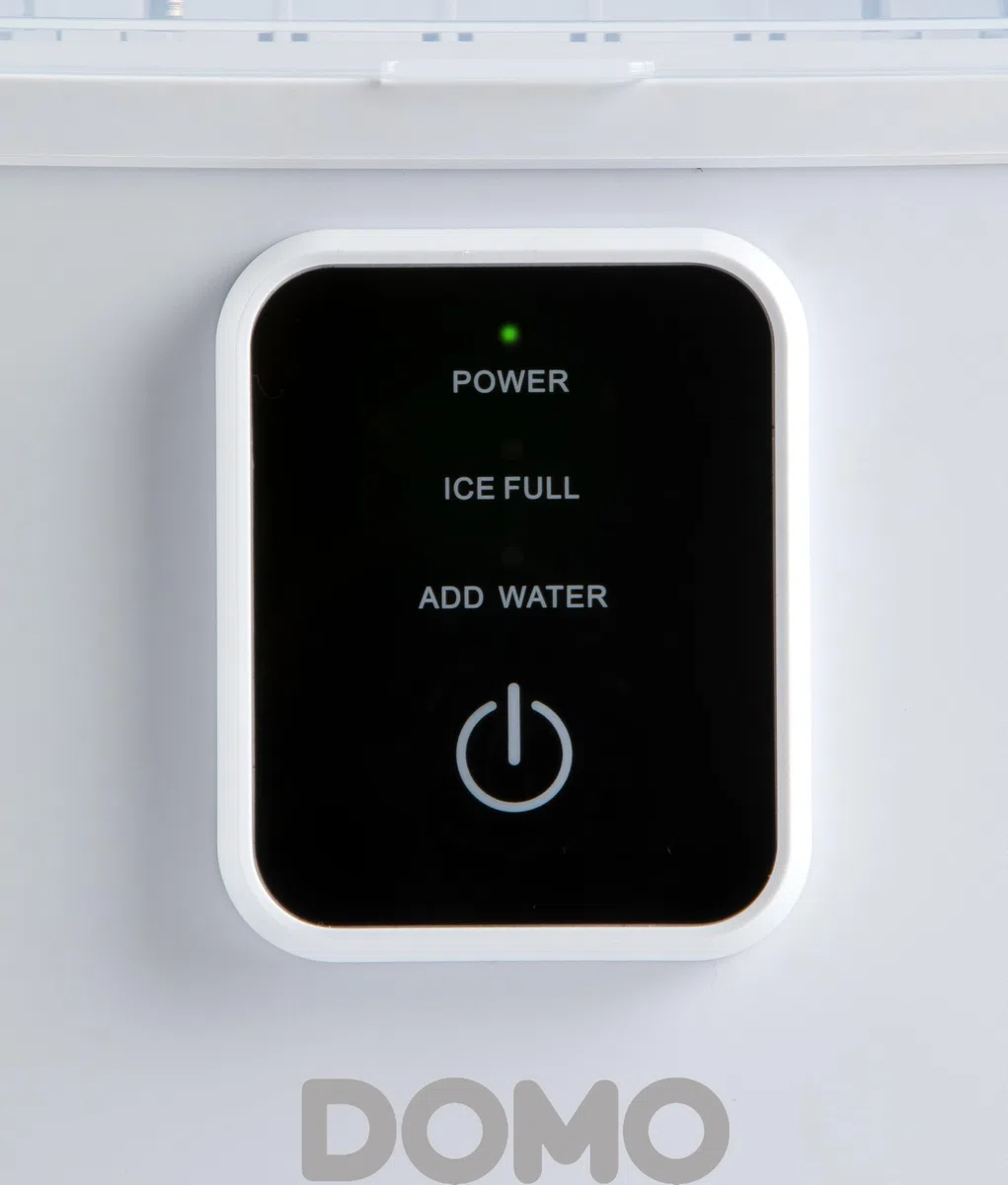 DOMO DO9292IB - Máquina para hacer cubitos de hielo con pala de hielo – 0,8 l – 9 cubitos de hielo en 8 minutos – 12 kg en 24 horas – Pequeña máquina de hielo portátil con mango – Blanco