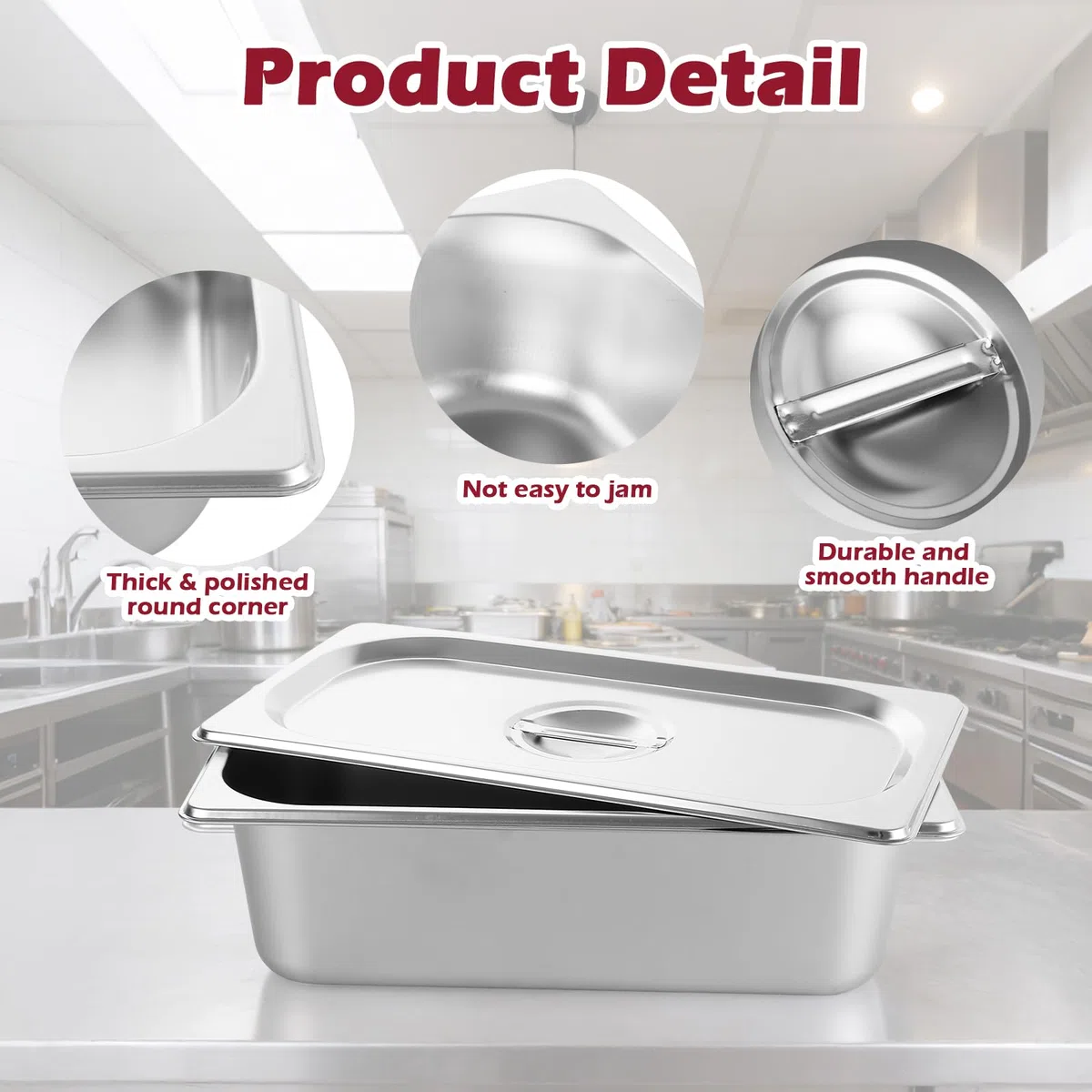 Paquete de 4 sartenes Gastronorm de 1/3 con tapas, 325 x 175 x 100 mm, recipientes de acero inoxidable de 1/3 GN, recipientes de alimentos con tapas