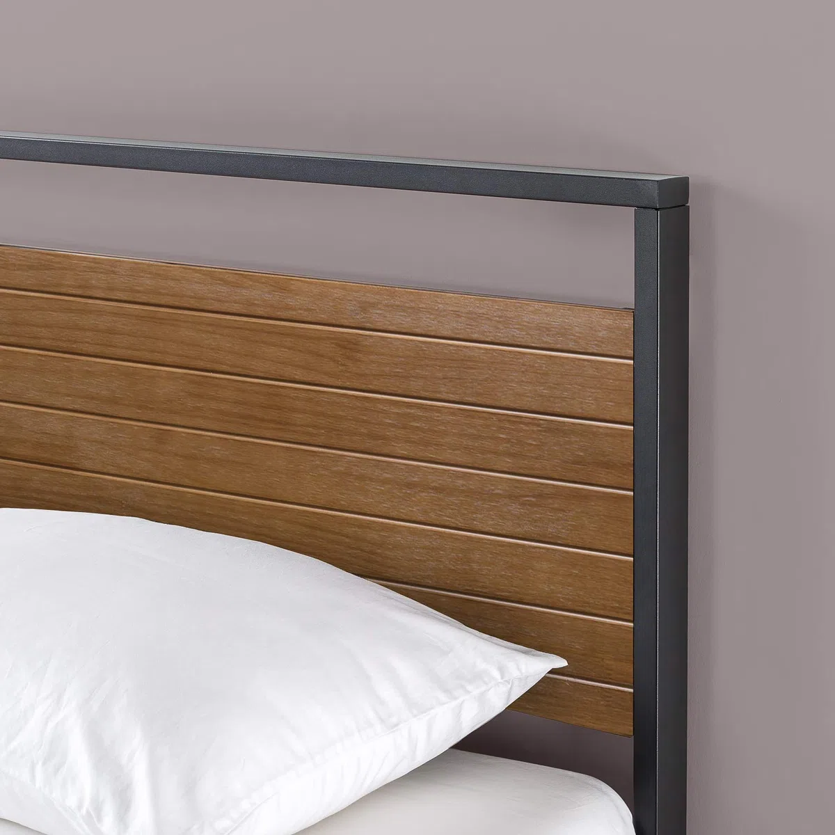 Zinus Estructura de Cama de Metal Acero y Madera Maciza Suzanne de 18 cm, Somier de Láminas de Madera, para Adultos, Niños, Adolescentes, Montaje Sencillo, 90 x 190 cm, Castaño