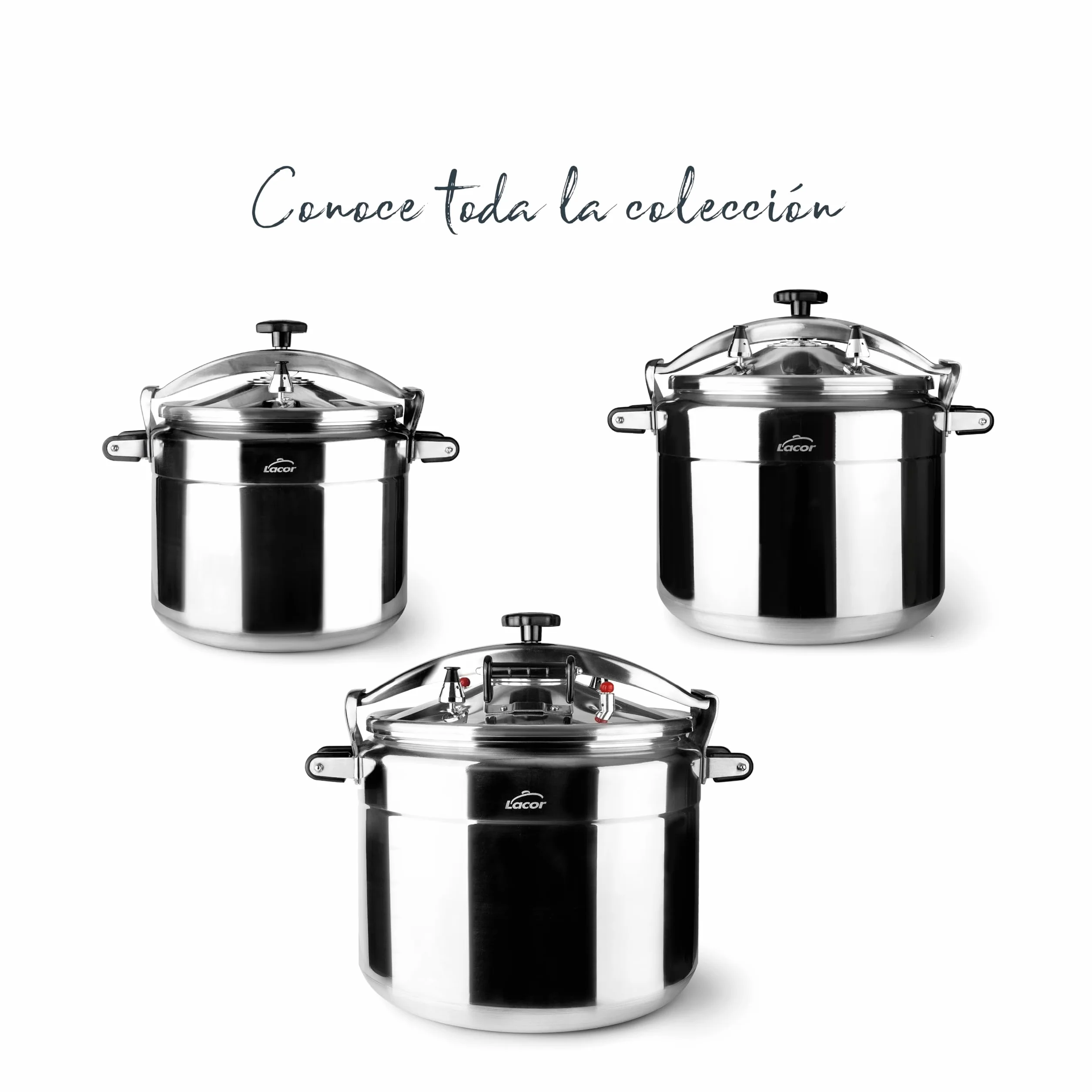 Lacor 20515 - Olla a presión rápida PRO Classic - Aluminio, 30 cm | En aluminio, para uso profesional y grandes cantidades; con 15 L de capacidad, cómodo de manejar y de guardar