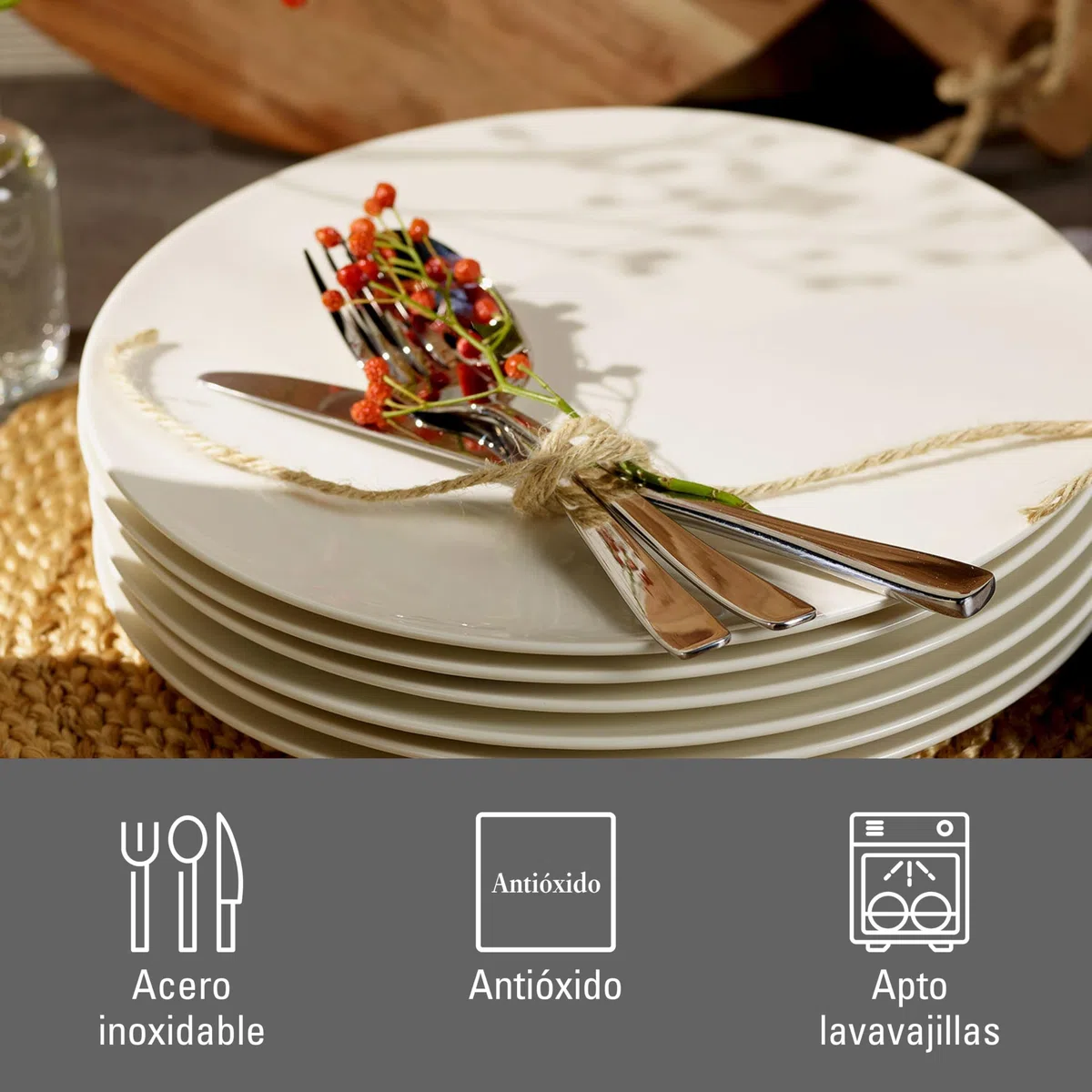 vivo - Villeroy & Boch Group - Voice Basic Cubertería de 30 Piezas para 6 Personas, Apto para Lavavajillas, Set Cubiertos, Acero Inoxidable