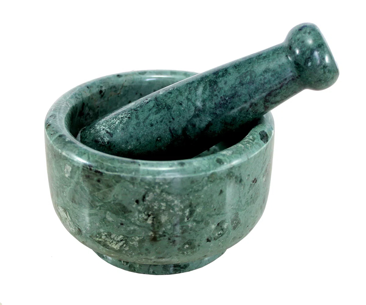 Juego de mortero y maja KLEO de 5" in – Molinillo de hierbas, machacador de guacamole, no poroso, resistente a olores – Triturador de ajos, molinillo de semillas, utensilios de cocina