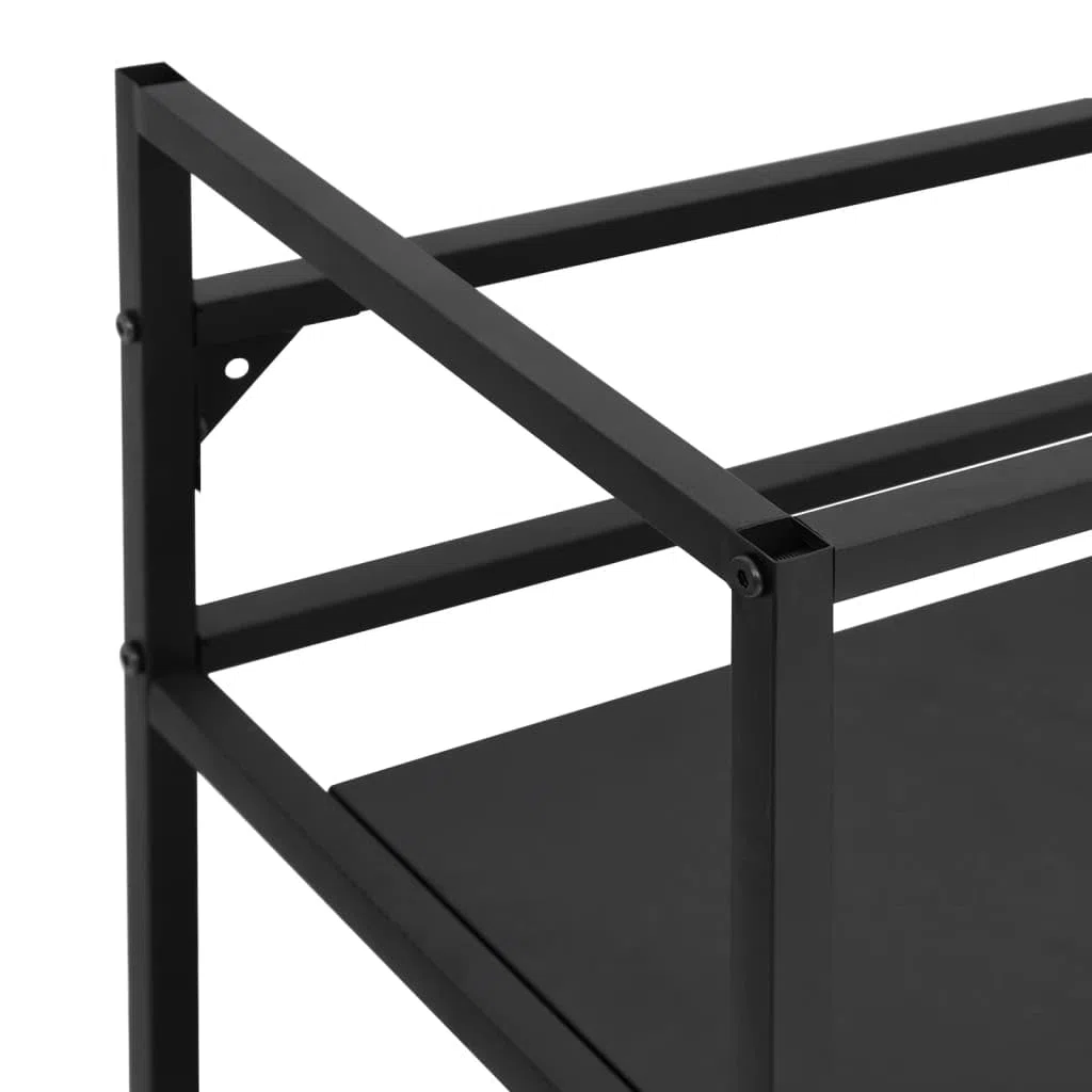 Bastidor de lavabo, negro, 59 x 38 x 83 cm, caja de almacenamiento de hierro con recubrimiento en polvo, resistente a la intemperie, toallero duradero