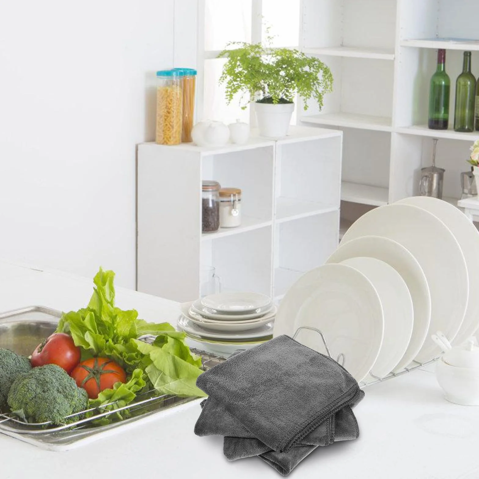 BETOOKY 12 Paños de Limpieza de Microfibra Absorbentes Reutilizables 40x40 Cm Gris para Cocina y Limpieza de Coche Multiusos para Vajilla y Superficies