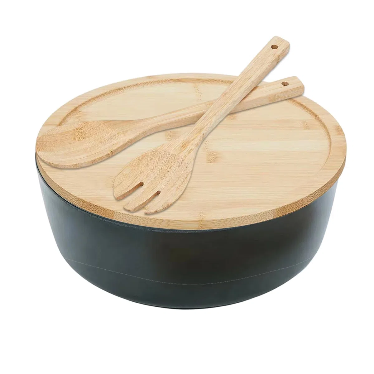 Bol Para Servir Ensaladas Ensaladeras De Madera Vajilla Cuchara Tenedor | Boles Grandes para Ensaladas y Comer Para Frutas Verduras Aperitivos Almuerzo Cena Preparar Mezclar Cocinar Cereales