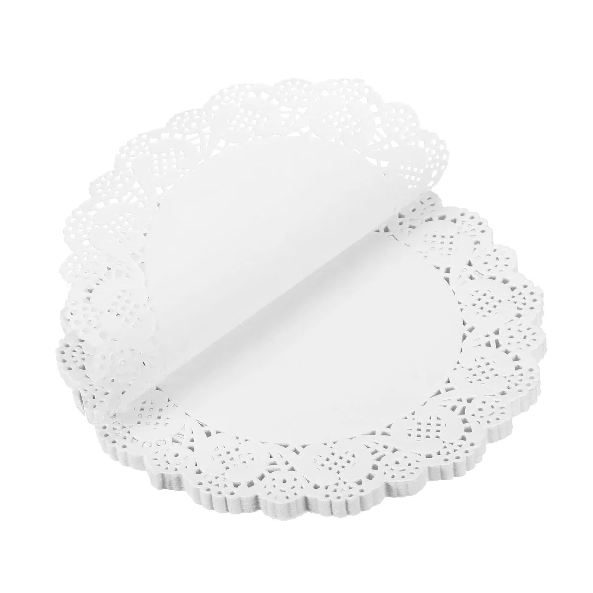 uxcell 1000 tapetes de papel de encaje blanco de 7.5 pulgadas, redondos, desechables, manteles individuales de papel decorativos para bodas, cumpleaños, pasteles, postres, vajillas y alimentos