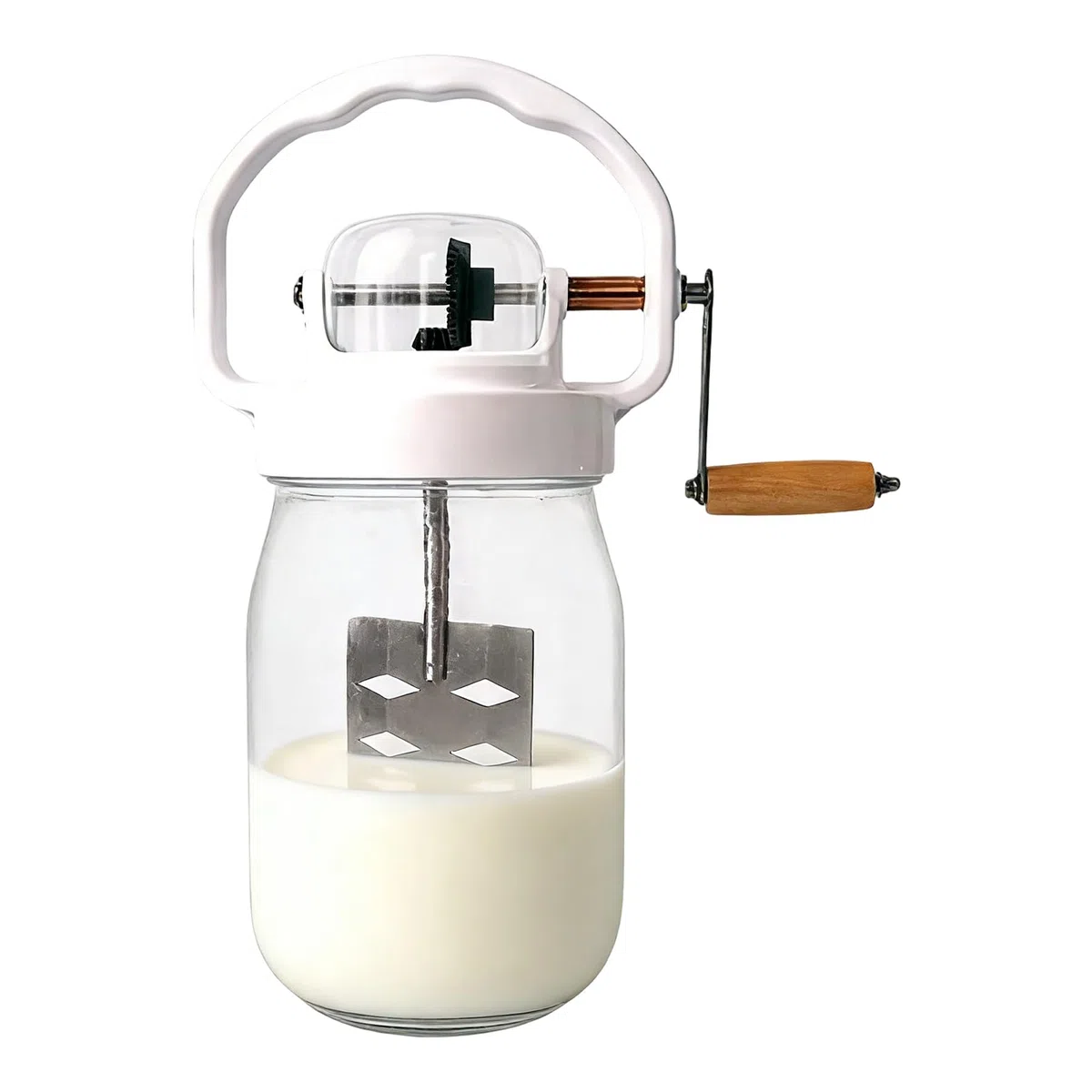 Mezclador de mantequilla Mezclador de Mantequilla de 1500 ml | con Batidor de Mano de Frasco de Vidrio para Repostería, , Panqueques, Jam, Salsas, Mezclas, Alimento Infantil, Huevos