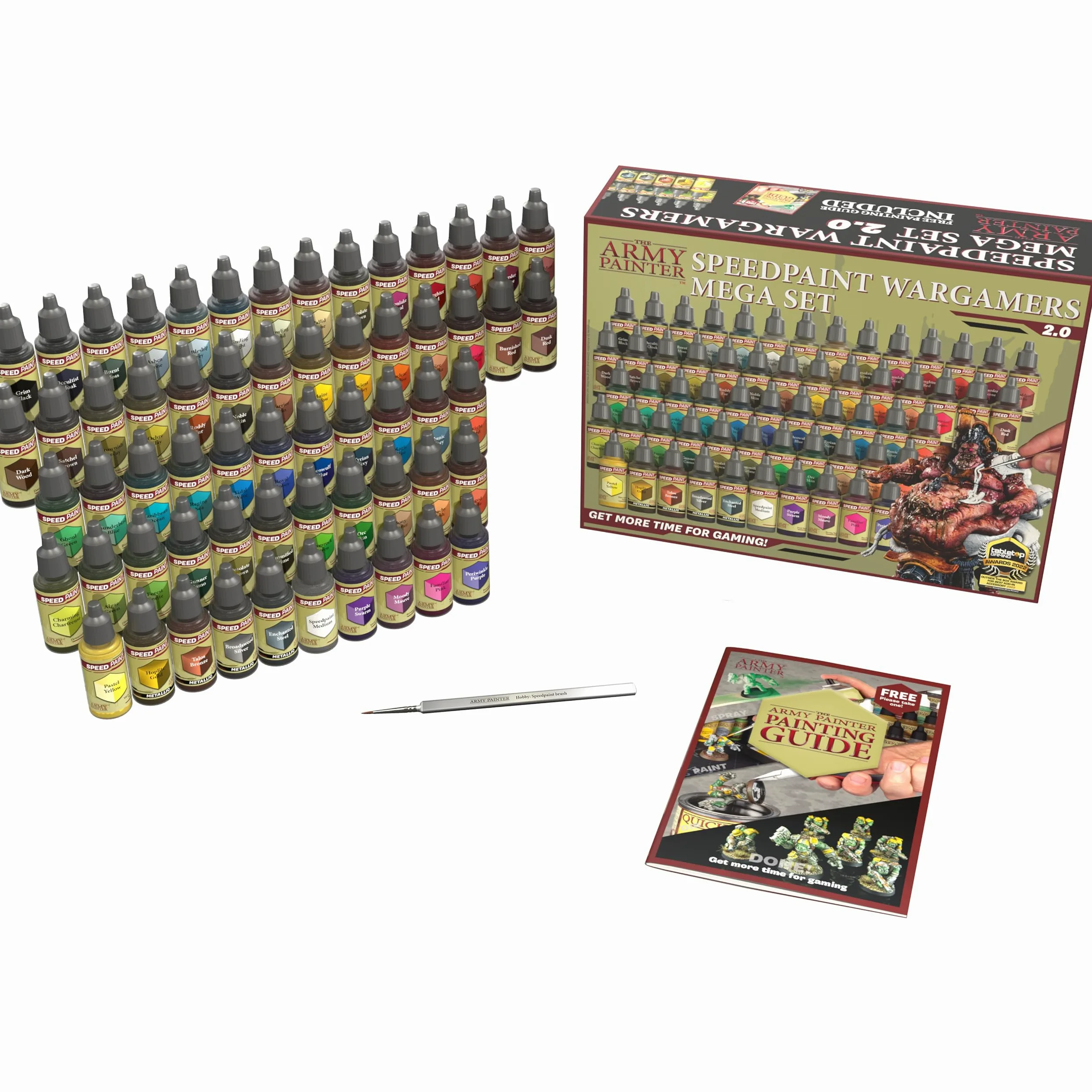 The Army Painter Speedpaint 2.0 Wargamers Mega Set, 60 cuentagotas de 18 ml, pintura de contraste no tóxica con bolas mezcladoras, incluye un pincel ergonómico para pintor