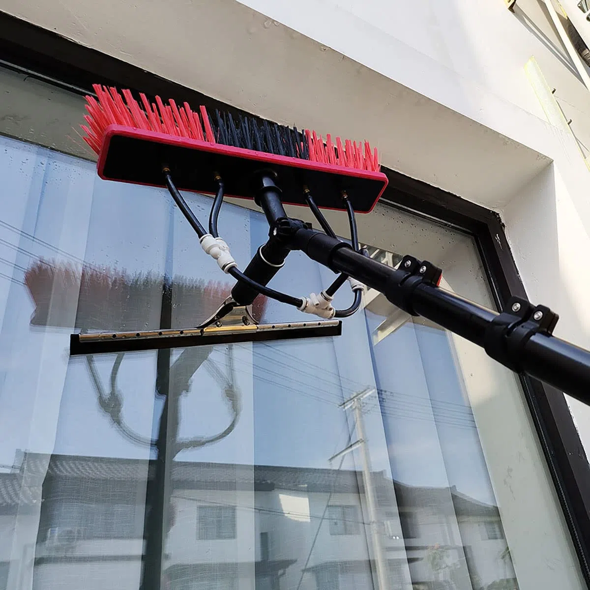 Genérico Cepillo para Ventanas SADOMAIN 12-36 pies, Kit de Limpieza con alimentación de Agua, escobilla de Goma, telescópico con pértiga, Extensible, de Largo Alcance, para Paneles solares,