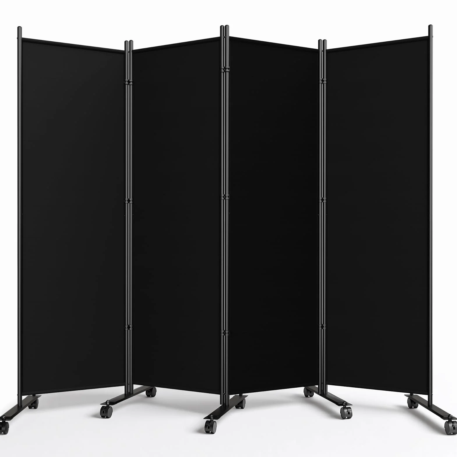 WELDUN Divisor de habitación de 4 paneles de 183 cm, pantallas plegables de privacidad con ruedas bloqueables, división de habitación para separador de habitaciones, separadores de pared de tela
