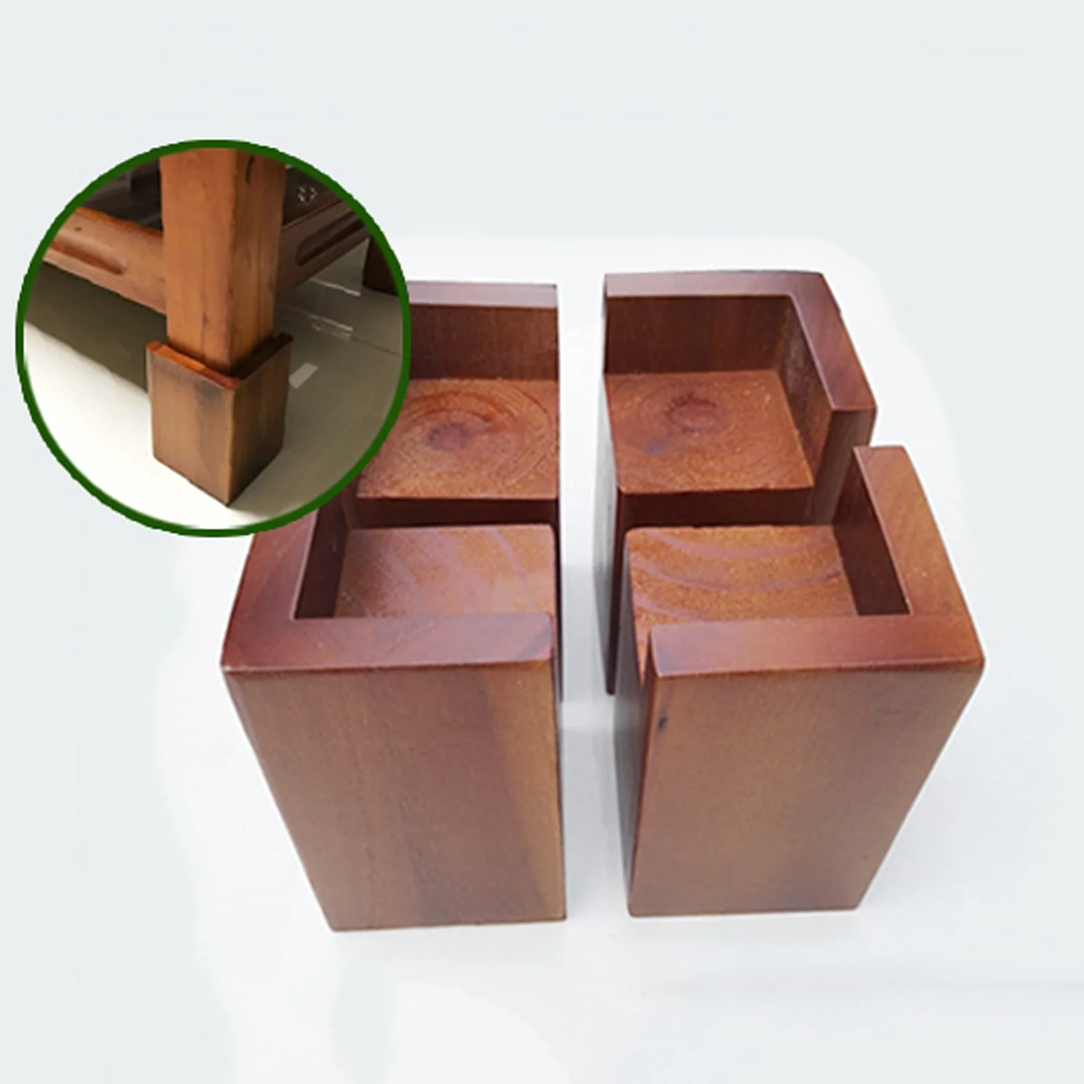 Paquete de 4 elevadores de cama de madera maciza natural de pino para sofás, cunas y más, elevadores de altura resistentes (7 x 7 x 5 cm), perfectos para almacenamiento debajo de la cama